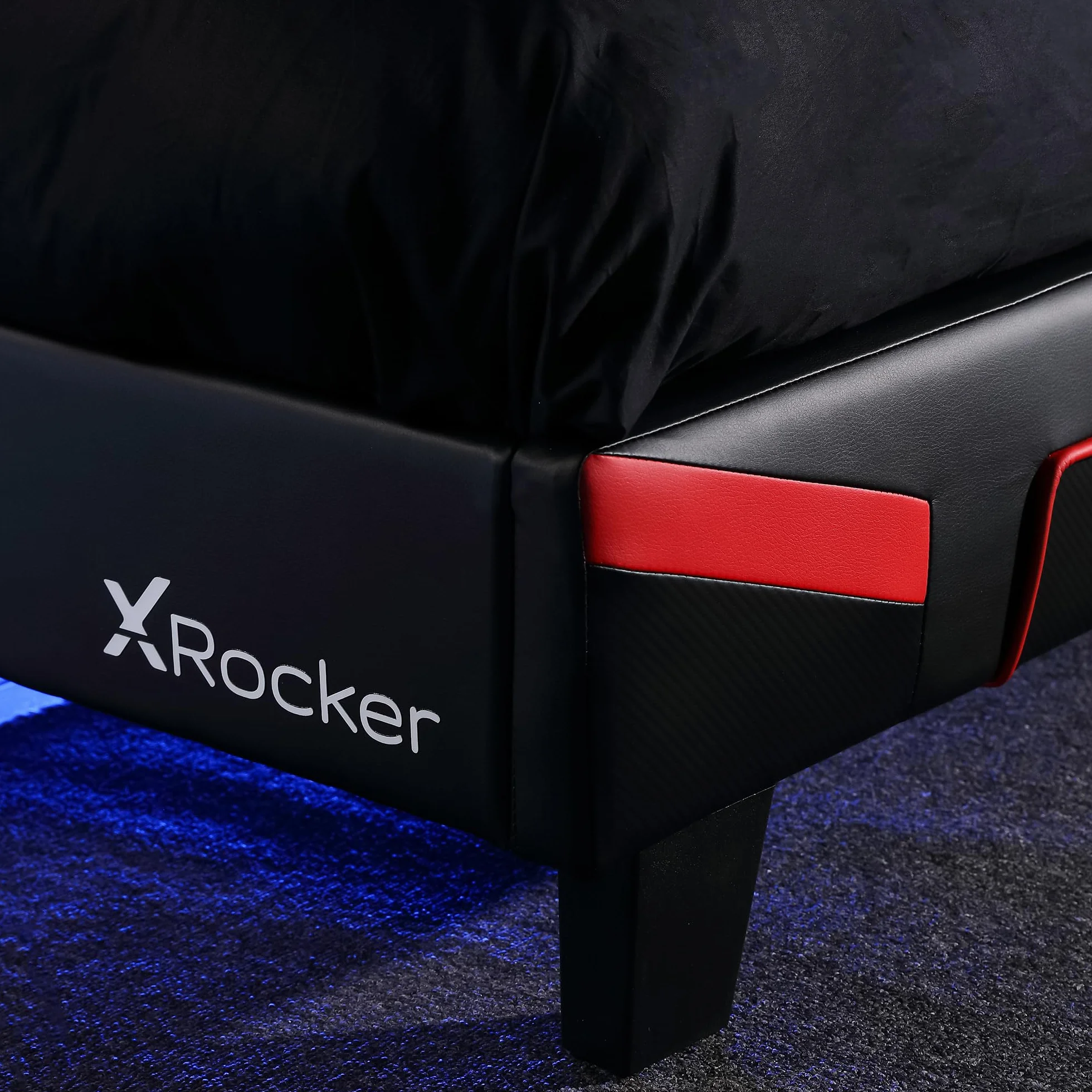 X-Rocker Cerberus MKII - Marco de cama individual tapizado para juegos, paquete plano para un fácil montaje, comodidad transpirable, listones de madera, piel sintética fácil de limpiar, para niños y