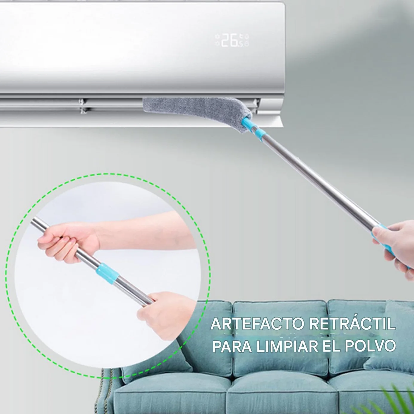 Bajo Electrodomésticos - Cepillo para Polvo Limpiador Plano Retráctil con Mango Largo | Plumero para Debajo De Muebles para Sofá Cama Muebles Parte Inferior Suelo Grietas Techos Altos Piso