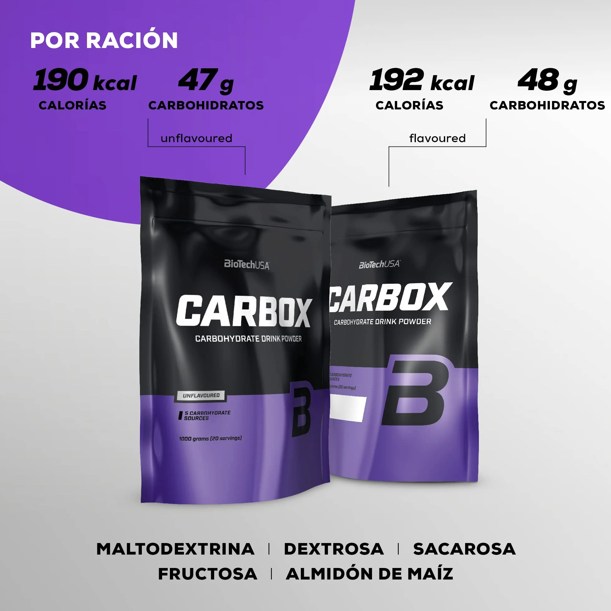 BioTechUSA Carbox Bebida en polvo 5 carbohidratos 1 kg Neutro