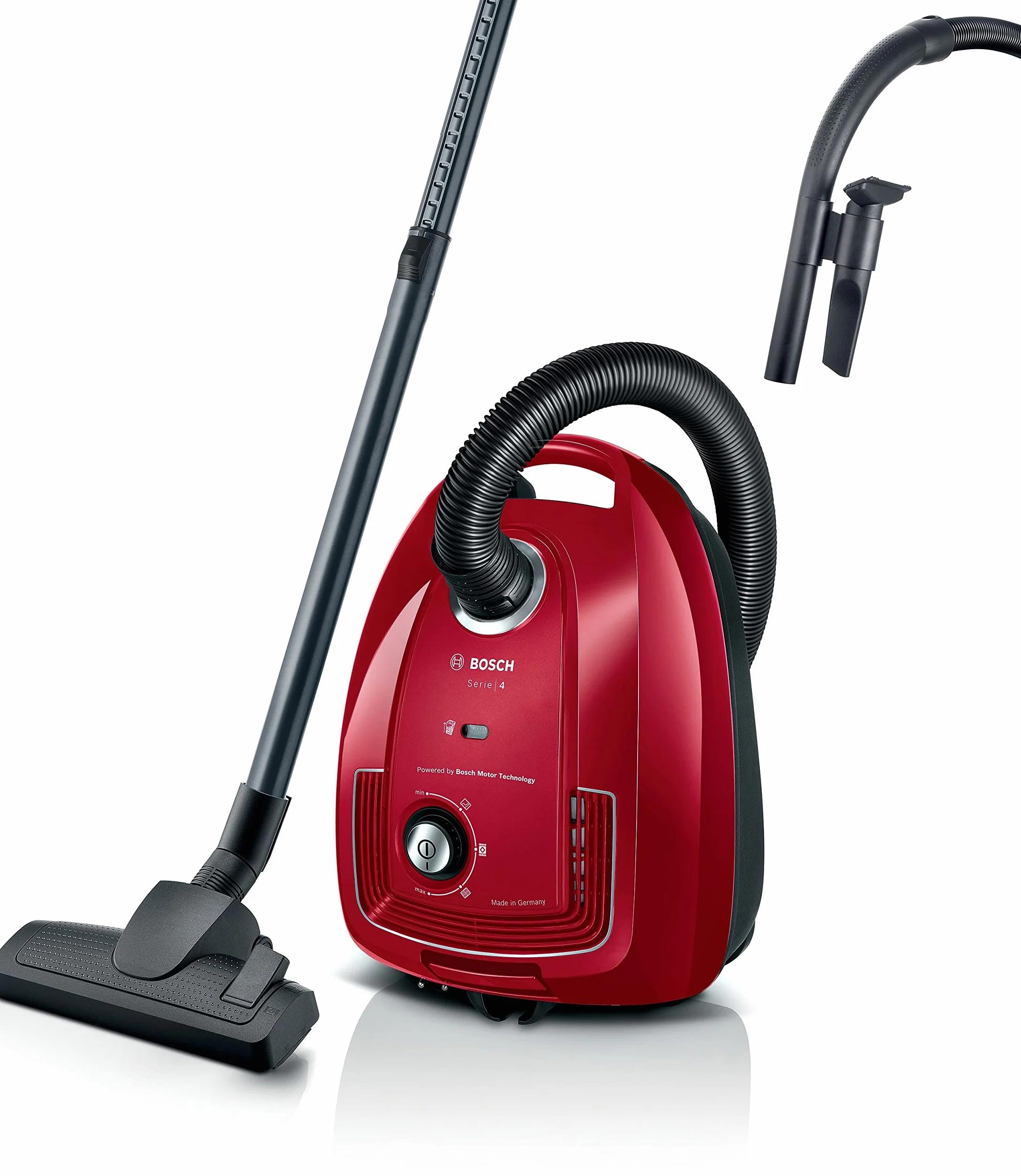 Bosch - Aspirador con Bolsa,Serie 4,Filtro higiénico PureAir, Rojo, BGB38RD2