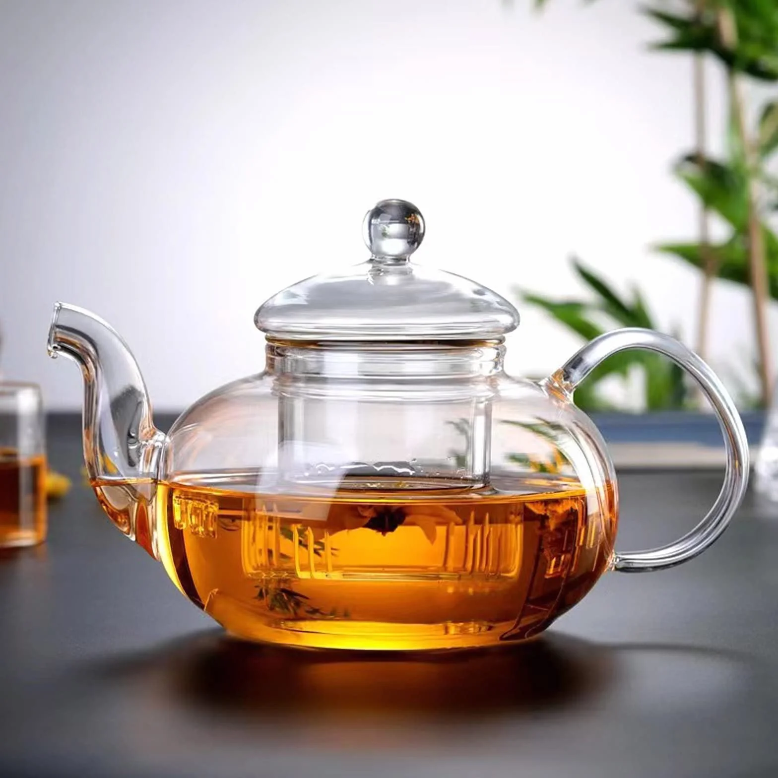 Tetera de Cristal de Borosilicato 600 ml con Filtro para Té Suelto Resistente al Calor