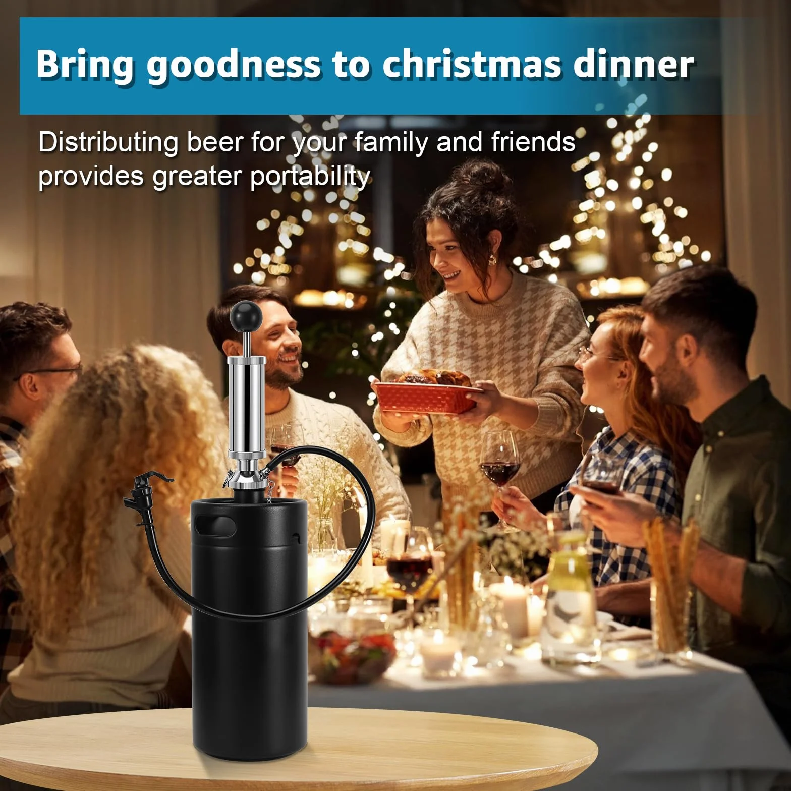 Grifo de barril de cerveza, bomba manual de latón resistente, bomba para fiestas, grifo de cerveza de 4 pulgadas para mini barril, Growler, sonda de acero inoxidable, dispensador de mini barril PRV