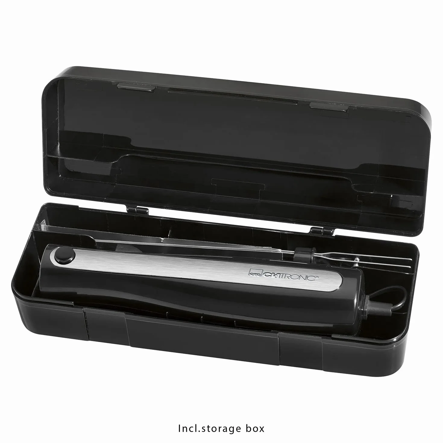 Cuchillo eléctrico para pan de carne con cuchillas dobles de acero inoxidable, incluye caja y paño de cuidado, cuchillo electrónico, potente motor de 120 W, silencioso, inoxidable, color negro