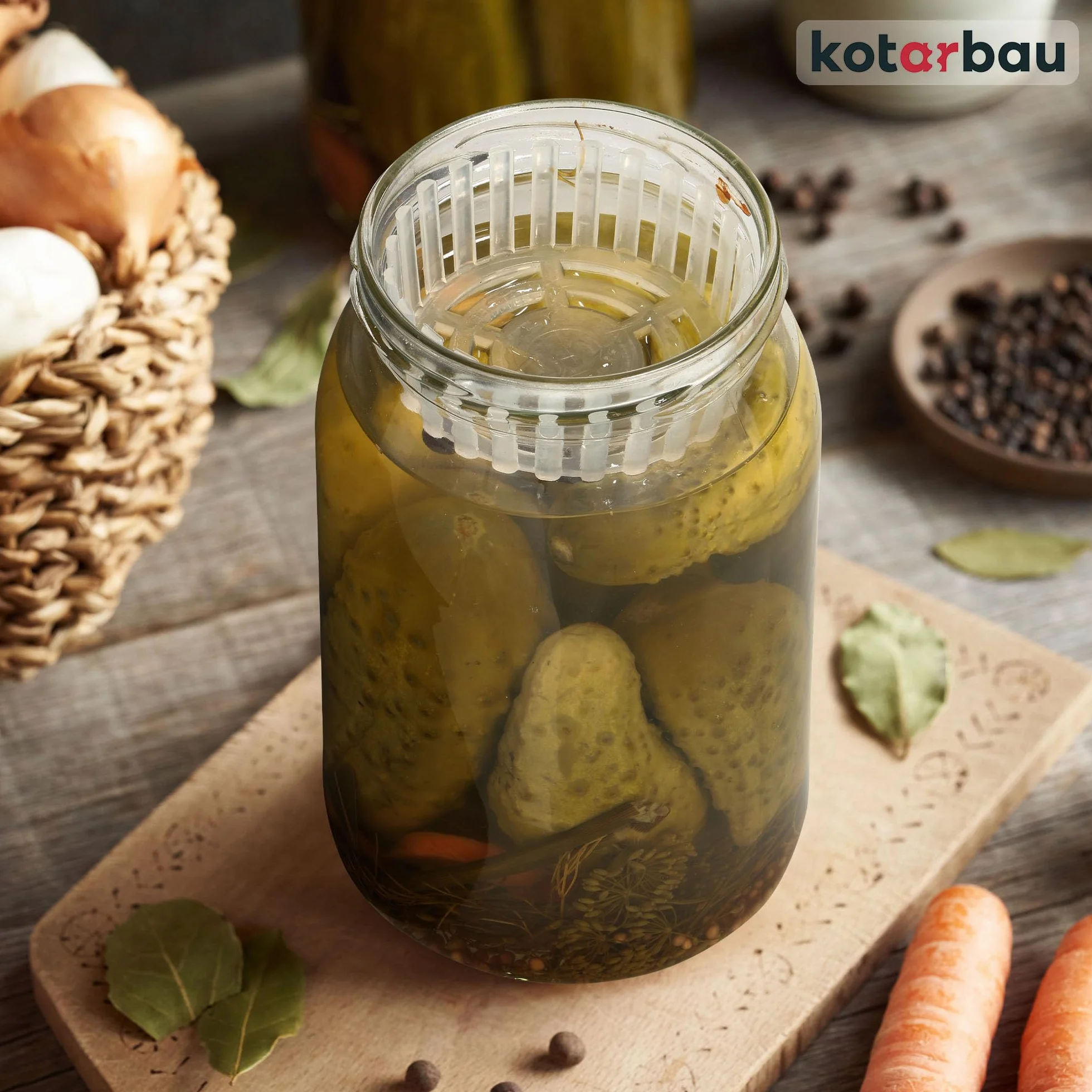 KOTARBAU® Set de 30 Unidades Pesos de Fermentación - Rejilla de Fermentación para Tarros - Polipropileno - 100 mm - Transparente - Accesorio para Conservas