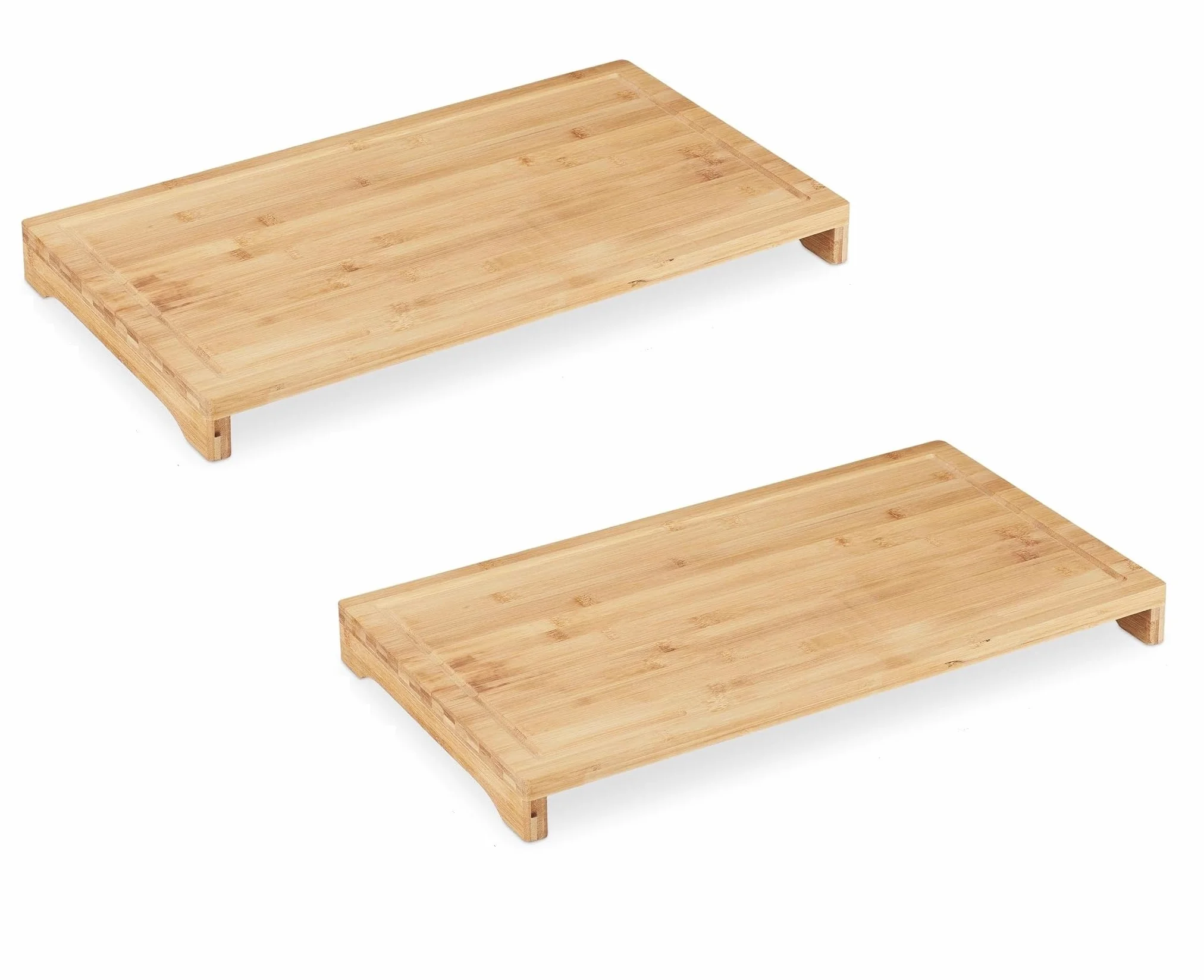 Juego de 2 Tablas de Cortar de Bambú Natural 56x55x4,5 cm Cubre Vitrocerámica e Inducción Protector Encimera Universal