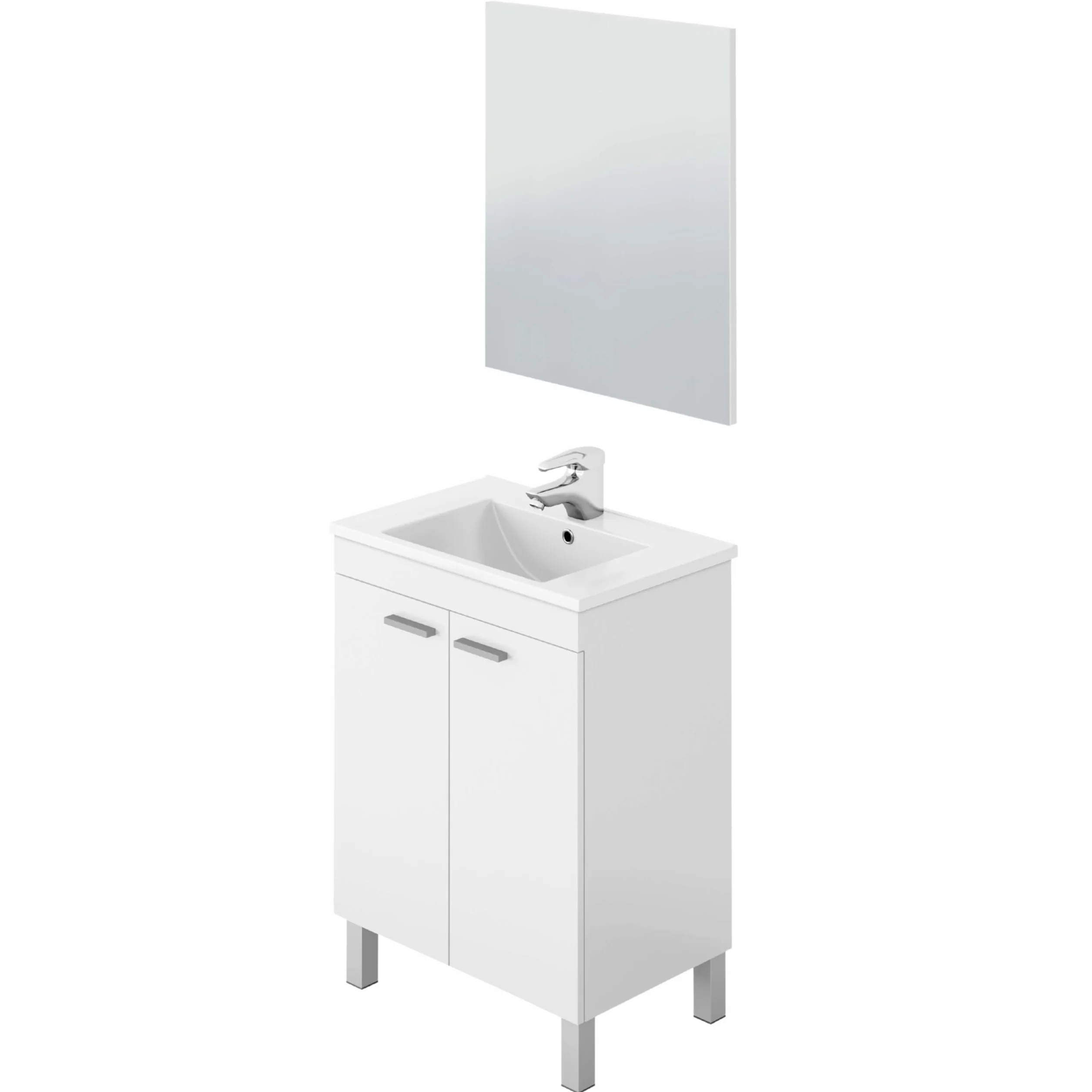 ARKITMOBEL Habitdesign Mueble de Baño con 2 Puertas y Espejo, Modulo Baño, Modelo LC1, Acabado en Blanco Brillo, Medidas: 60 cm (Ancho) x 80 cm (Alto) x 45 cm (Fondo). (Lavabo no Incluido)