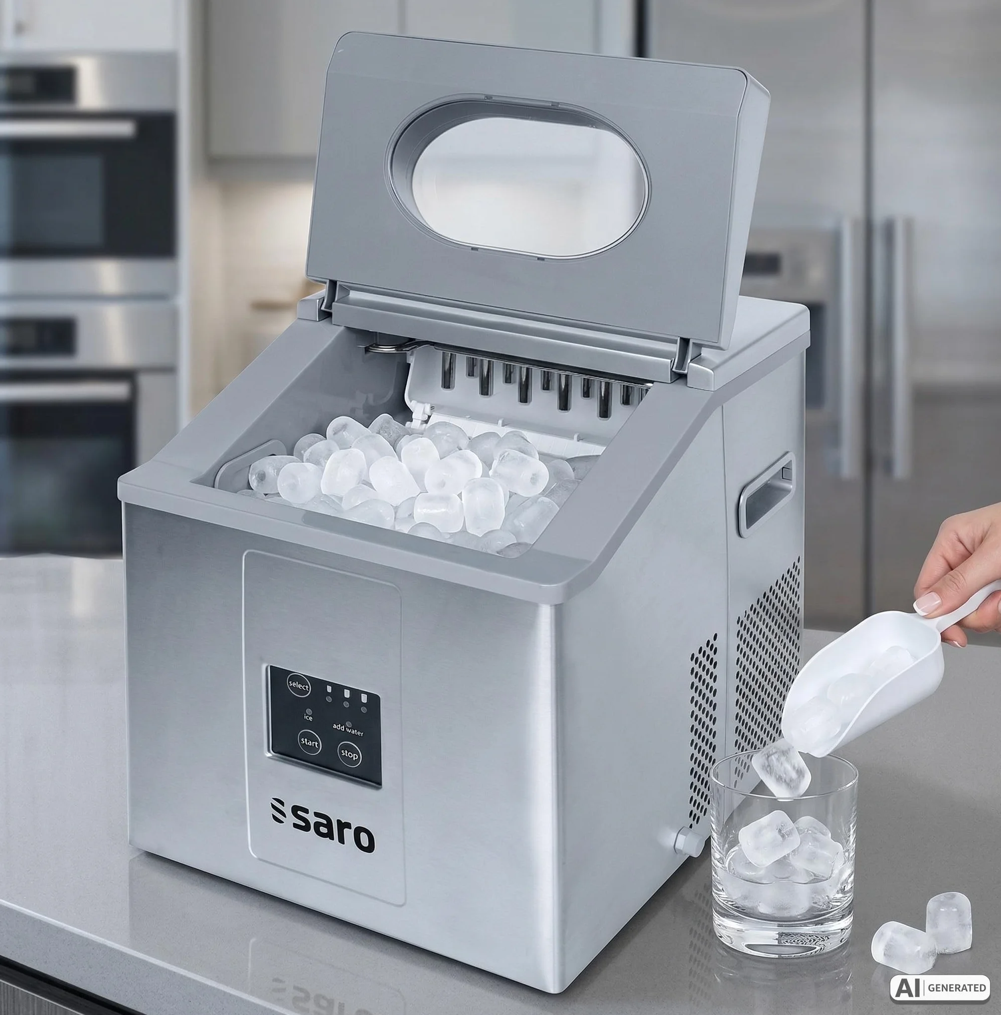 SARO EB 15 PRO Cubitera de acero inoxidable 15 kg/24 h 3 tamaños de hielo