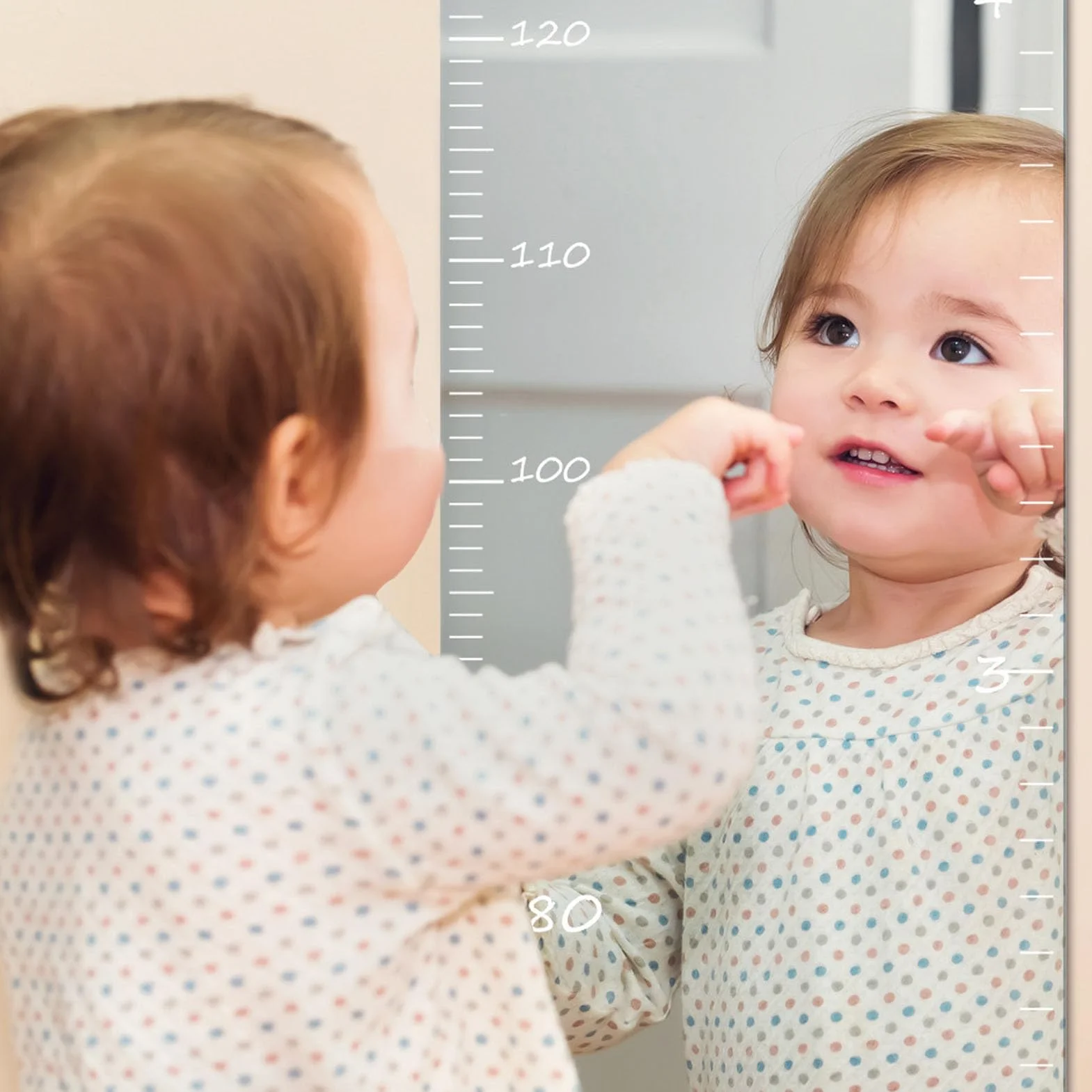 Espejo de Tabla de Crecimiento para Niños,Espejo de Tabla de Regla de Altura de Acrílico para Pared,Regla de Medición de Guardería Inastillable para Decoración de Dormitorio de Bebés Y Niños