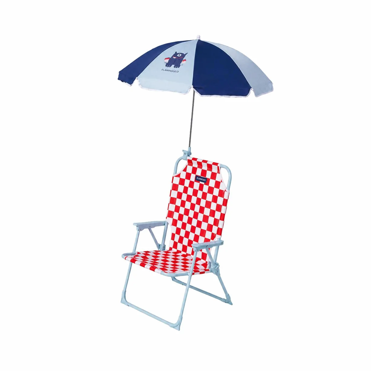 Flamingueo Silla Playa Plegable Niños UPF 50+ Poliéster Acero Rojo Azul
