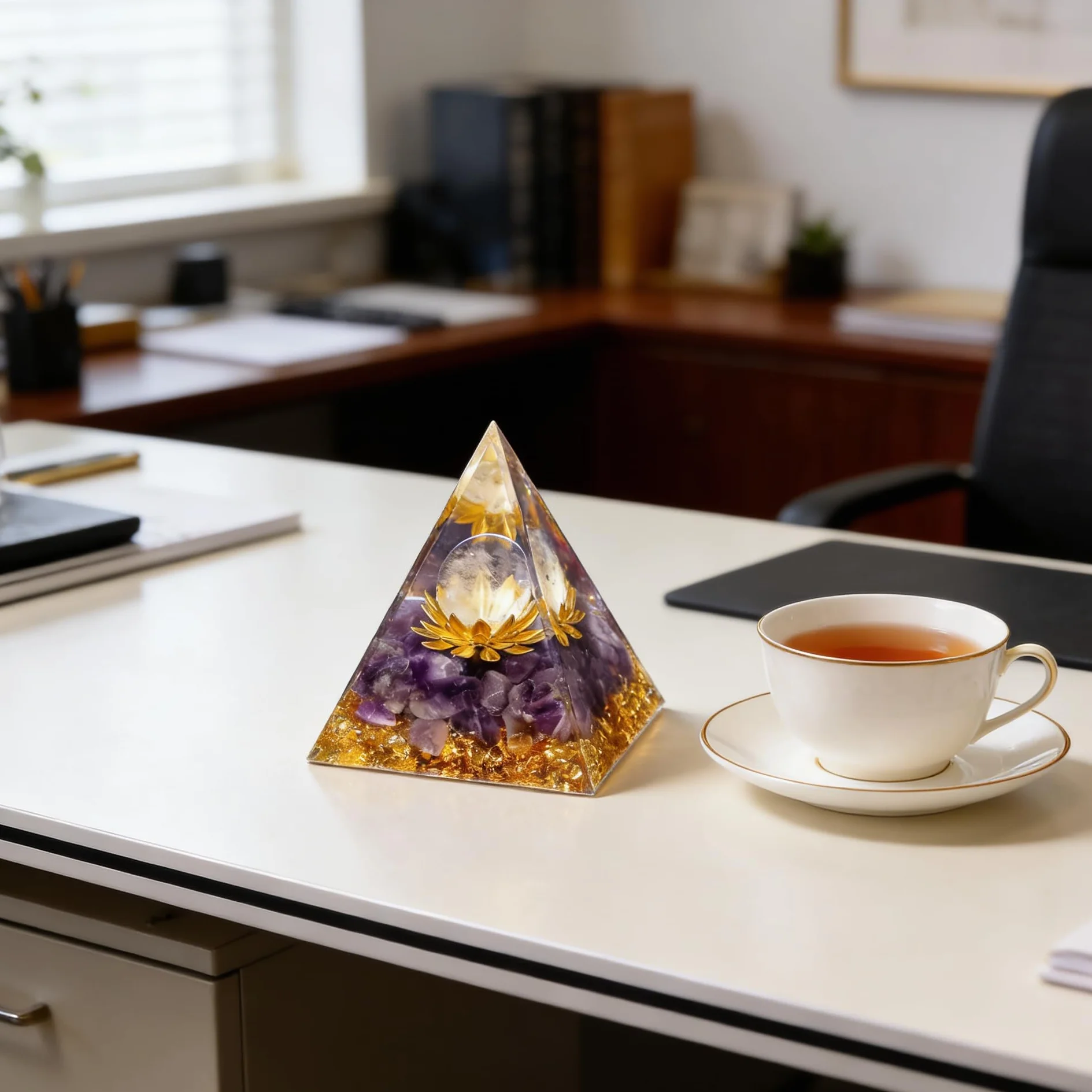 XIANNVXI Torre de vidrio curativo de amatista, orgonita, flores de loto, regalos espirituales para mujeres
