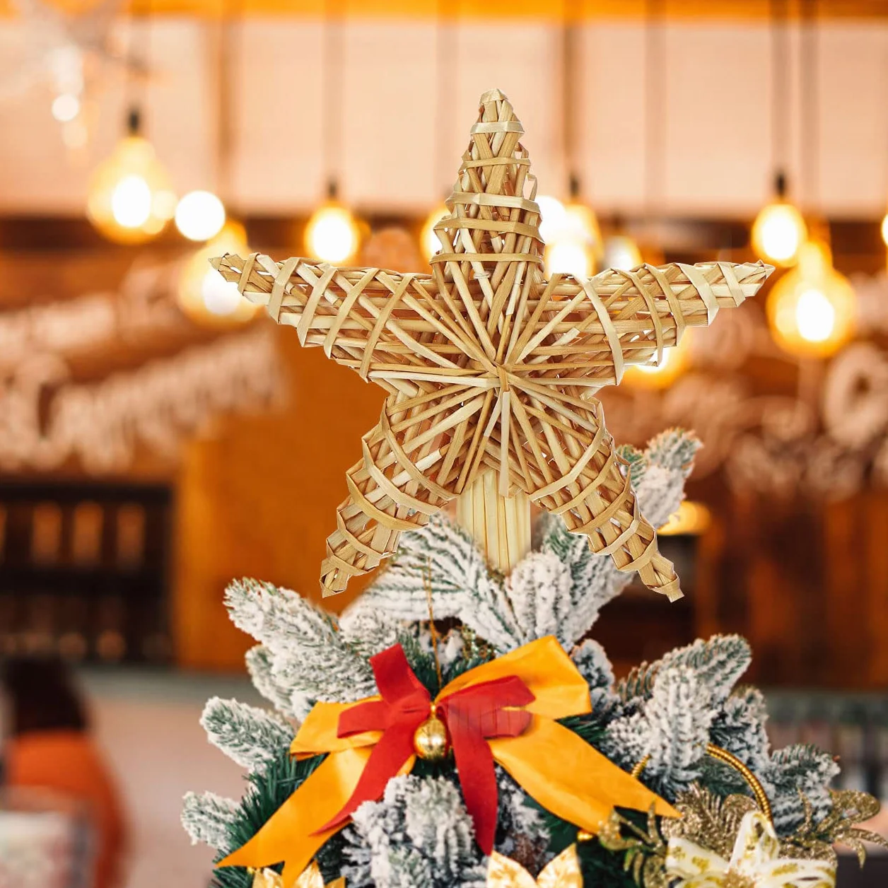 Estrella Arbol de Navidad, Punta del Árbol de Navidad Paja, Adorno Navidads Copa del Árbol, Topper de Estrella del Árbols de Navidads, Decoración de Árbols de Navidadss