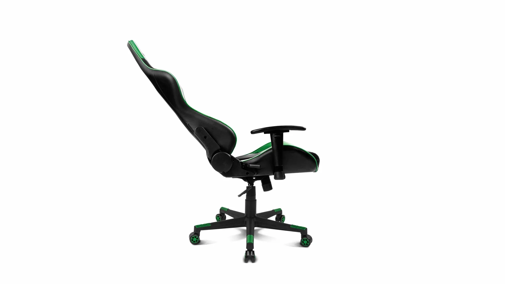 DRIFT GAMING DR175 - Silla Gaming Profesional, polipiel, reposabrazos ajustables 2D, pistón clase 4, giratoria, mecanismo de mariposa, cojín lumbar y cervical, color negro/blanco/verde