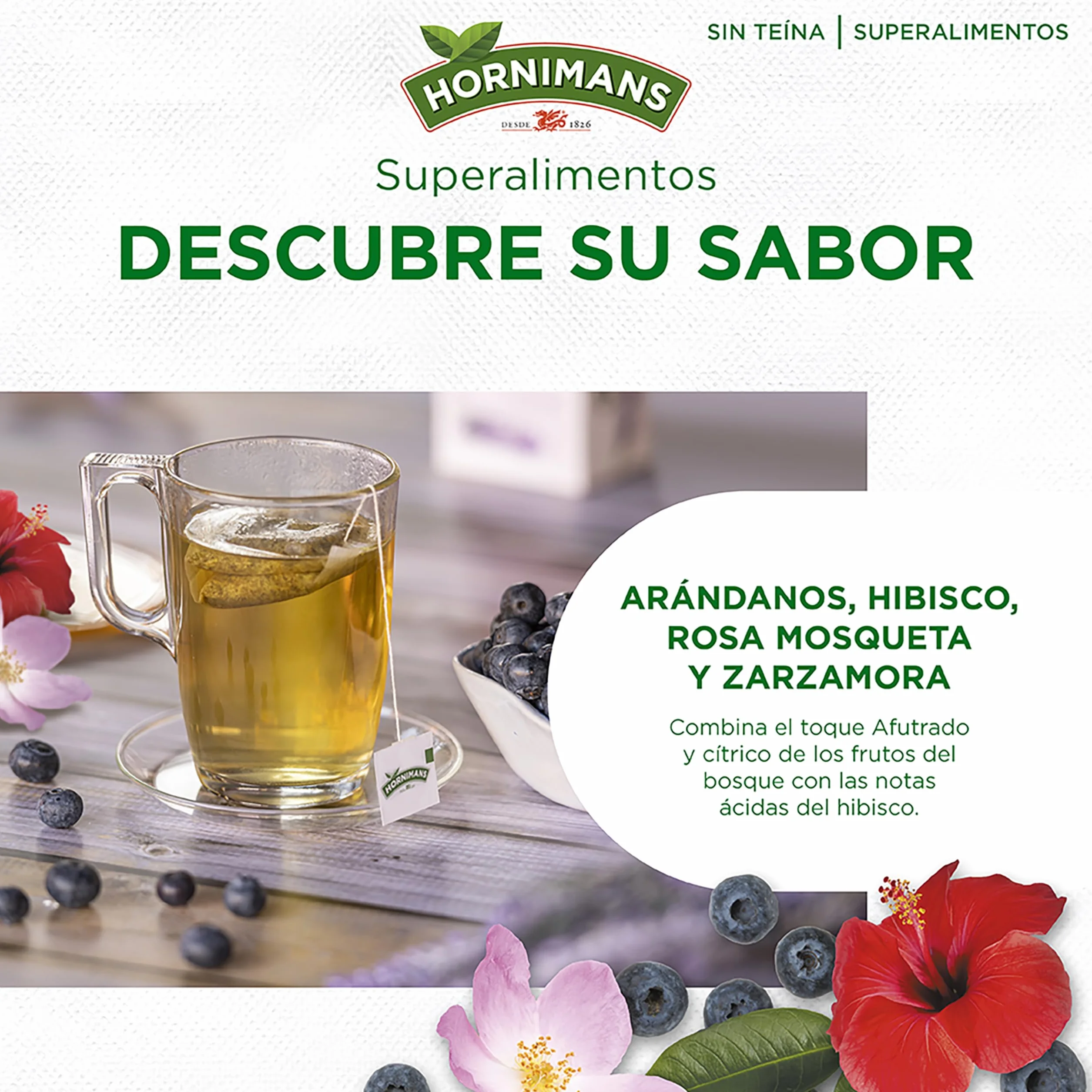 Hornimans Infusión de Arándanos con Hibisco 100% Natural 20 bolsitas