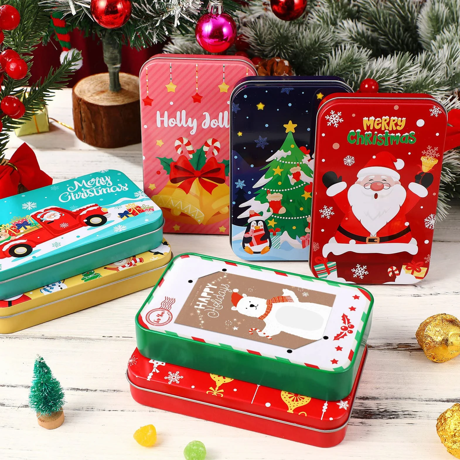 Cabilock 8 botes de galletas navideñas: soporte para tarjetas de de Navidad, gran embalaje para o de dinero