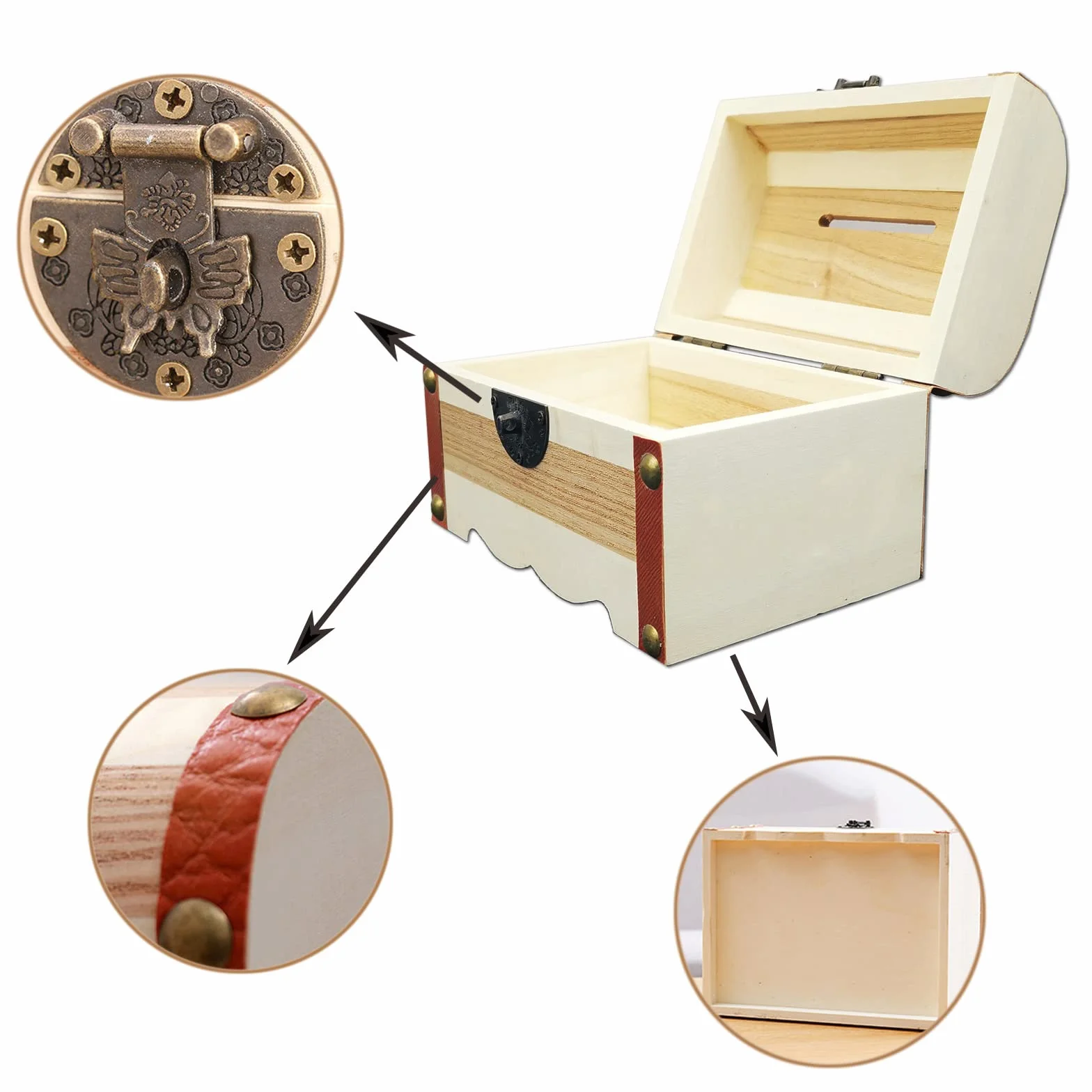 Alcancía Madera, Hucha con Cerradura,Cofre del Tesoro Vintage de Madera con Cerradura, para Almacenamiento, Hobby, Conservación