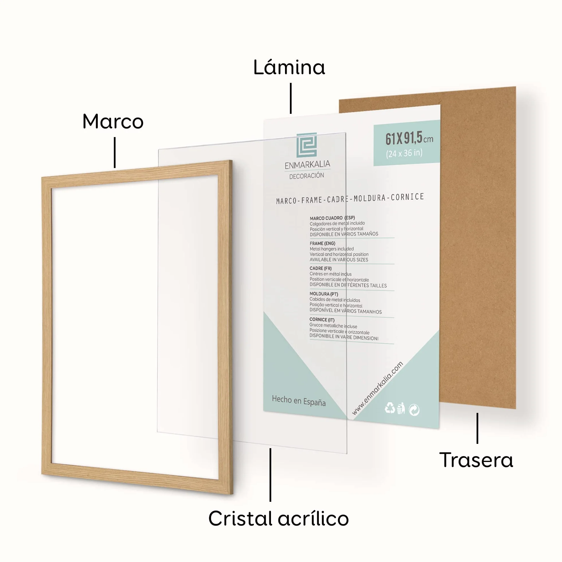 Pack de Marcos 61x91,5 (Poster) (61 x 91,5 (poster) 4 uds, Madera)