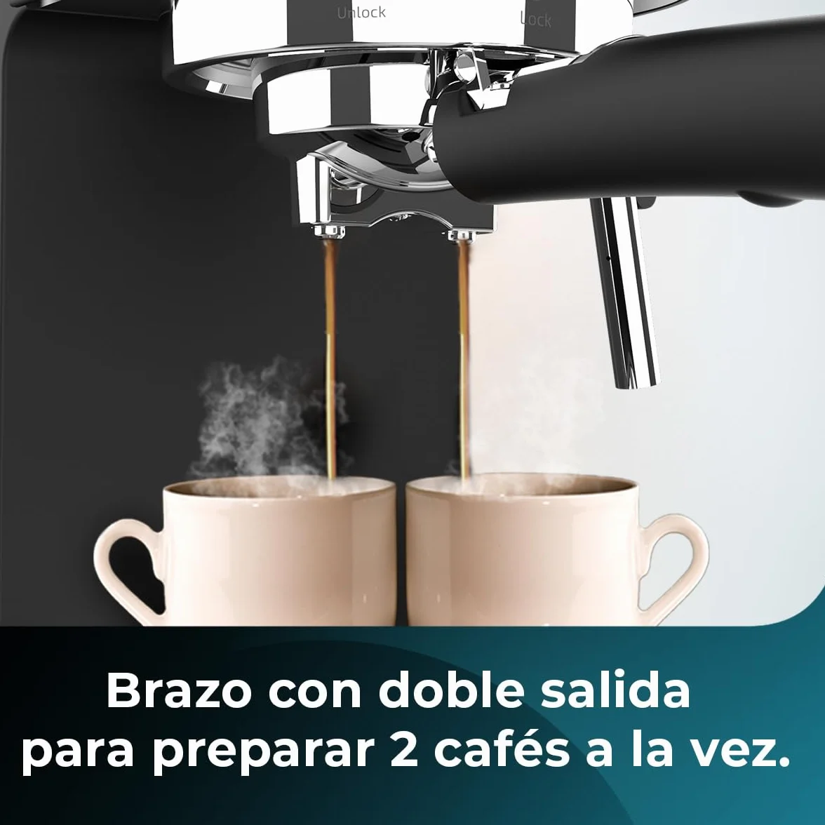 Cecotec Cafetera Express Cafelizzia Fast Pro. 1350 W, Thermoblock, ForceAroma de 20bars, Vaporizador Orientable, Brazo Doble, Bandeja Calienta Tazas, Depósito de Agua Extraíble