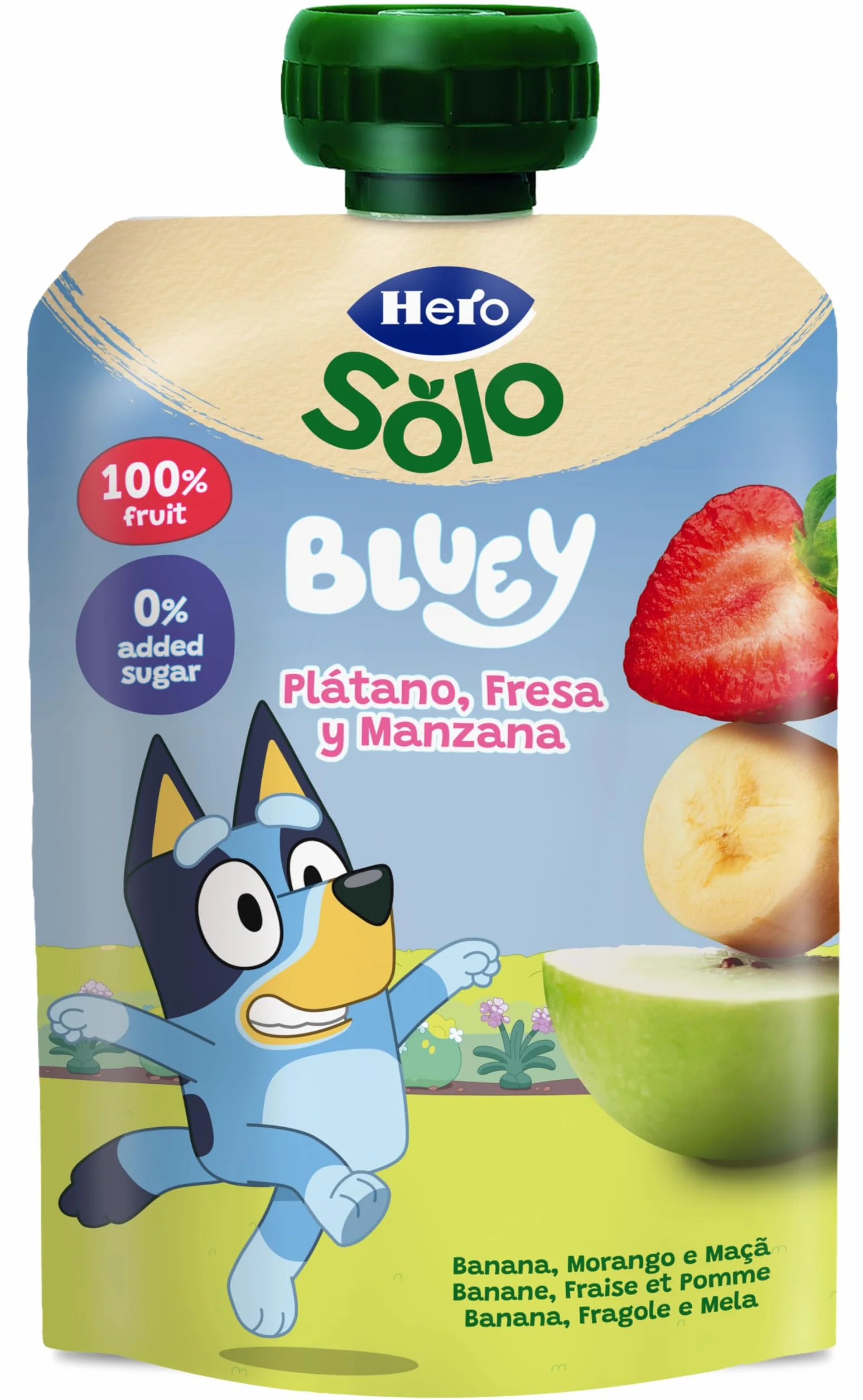 Hero Solo Bolsitas con Plátano Fresa y Manzana para Bebés 6 Meses Pack 18 x 100 g