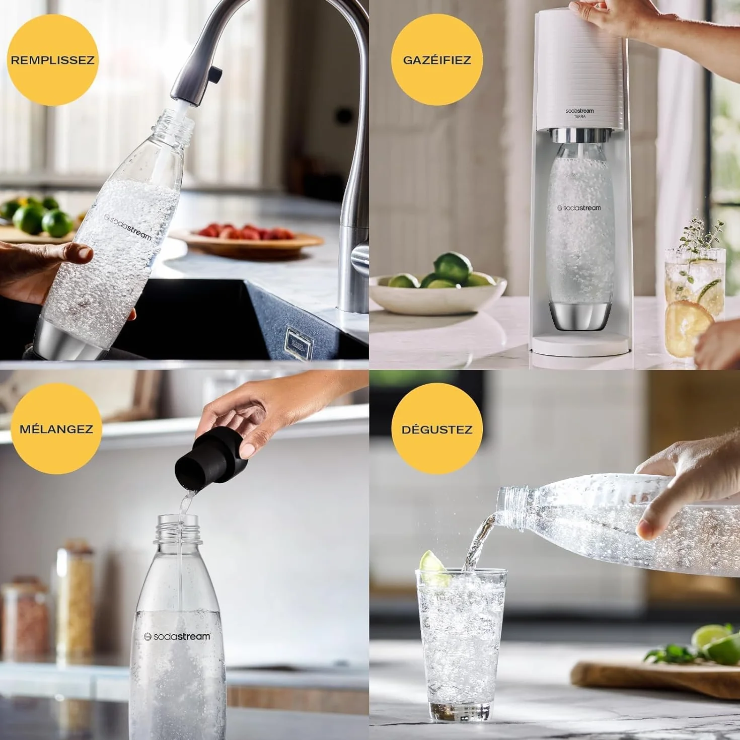 SodaStream TERRA Máquina de agua con gas acero inoxidable 1 L negra + recarga de gas 60 L