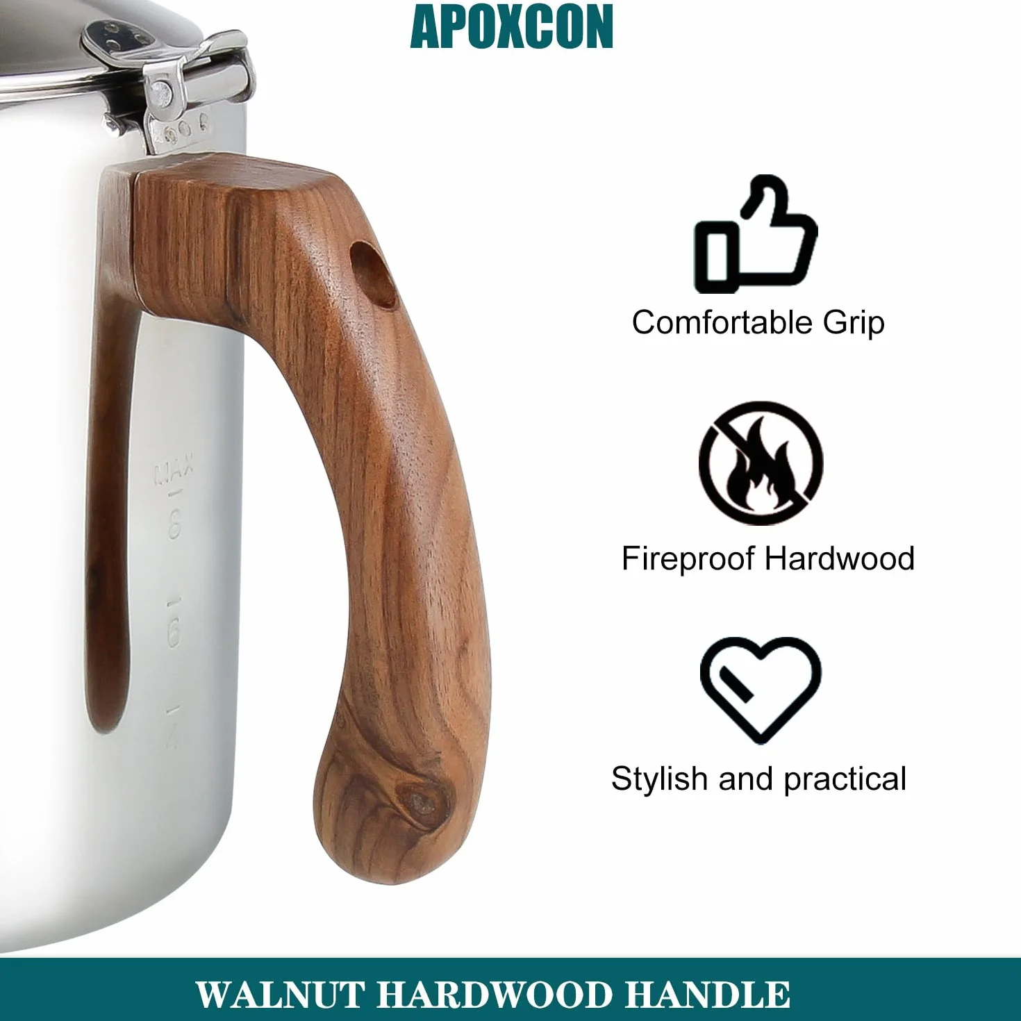 Cafetera percolador de acero inoxidable con perilla de vidrio y mango de madera - para camping y estufa