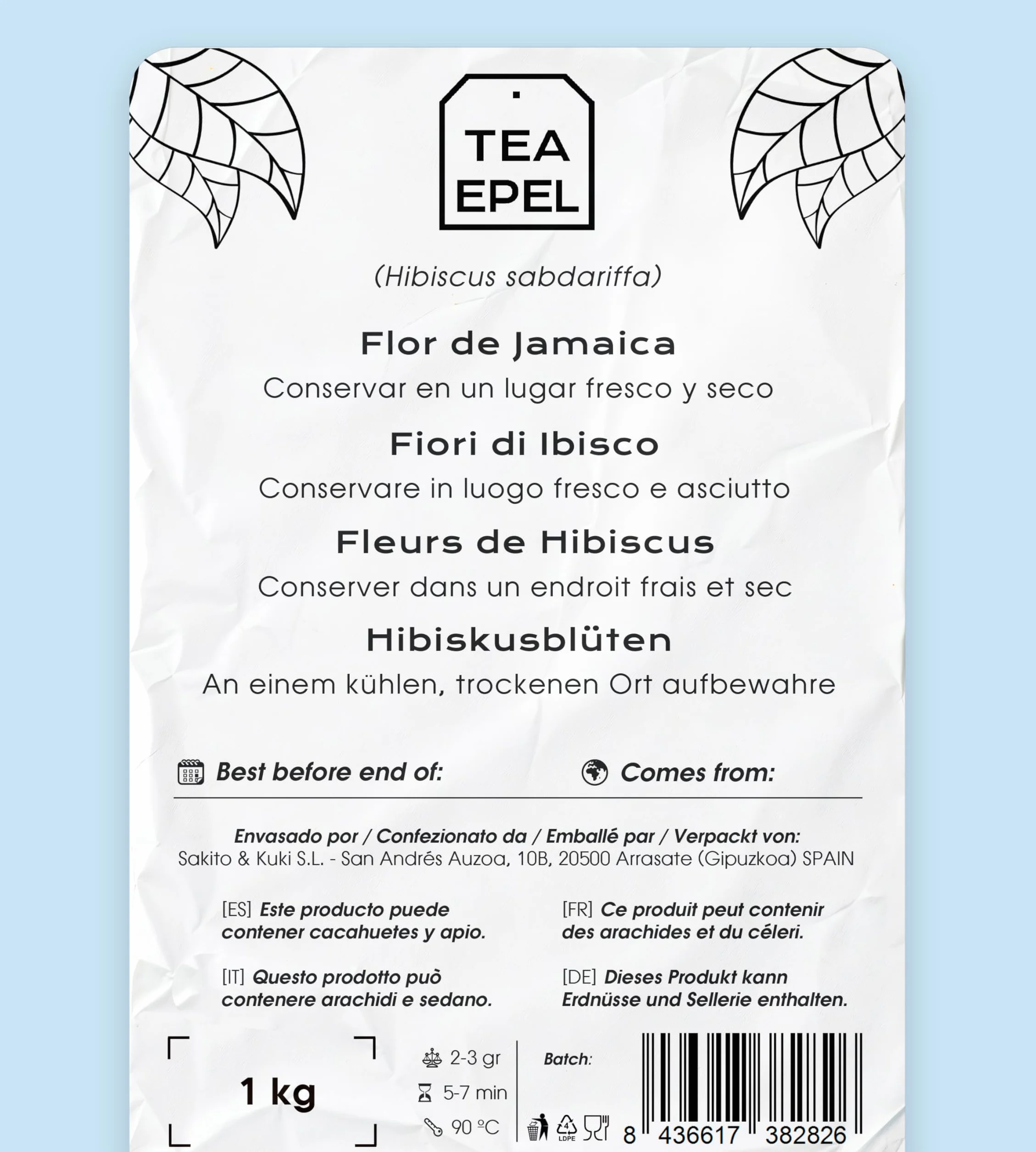 Flor de Jamaica 1kg - Té de Hibisco para Adelgazar, Reducir Hinchazón, Antioxidante Natural