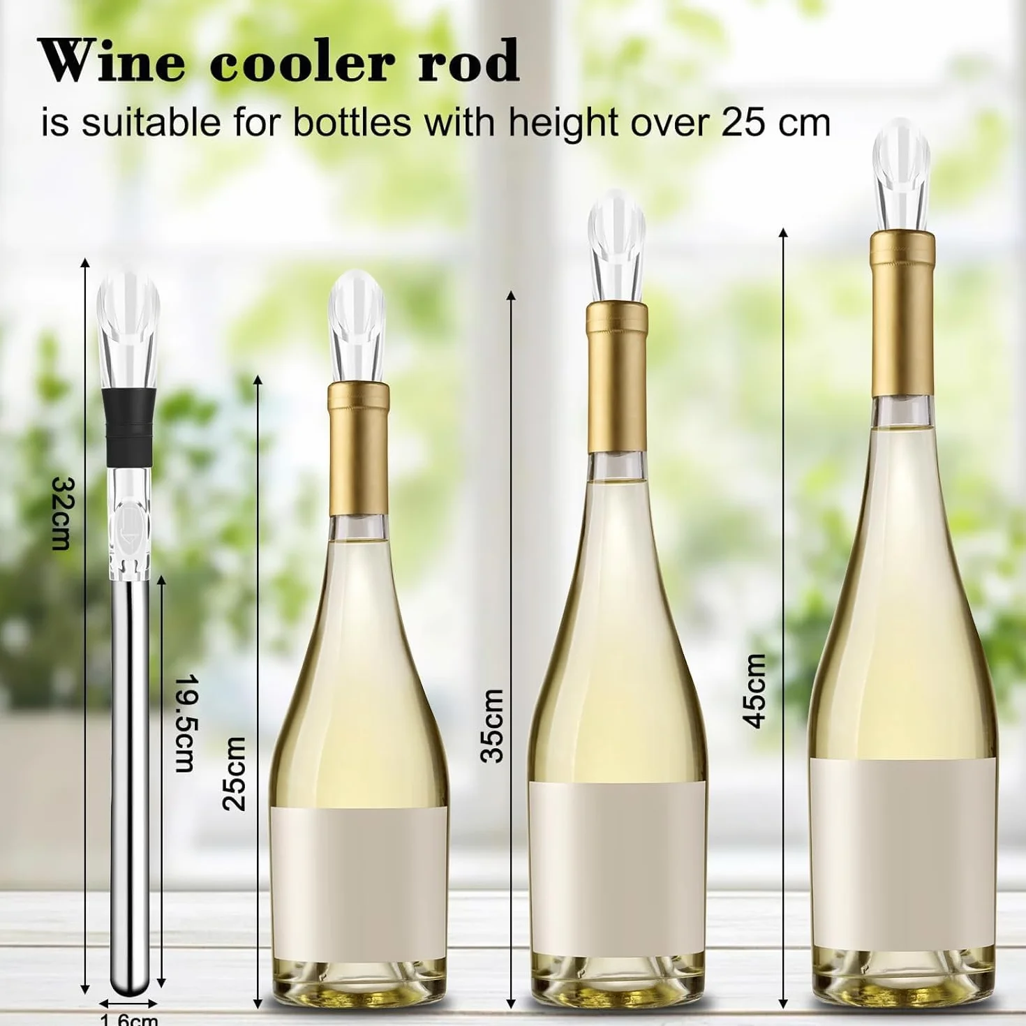 Enfriador de Botellas de Vino,Enfriadora de Vino,Varillas Enfriadoras de Acero Inoxidable + Vertedor + Cortador de Láminas + Tapón,Idea Regalo Mujer Hombre Cumpleaños Fiesta Amigo Barman