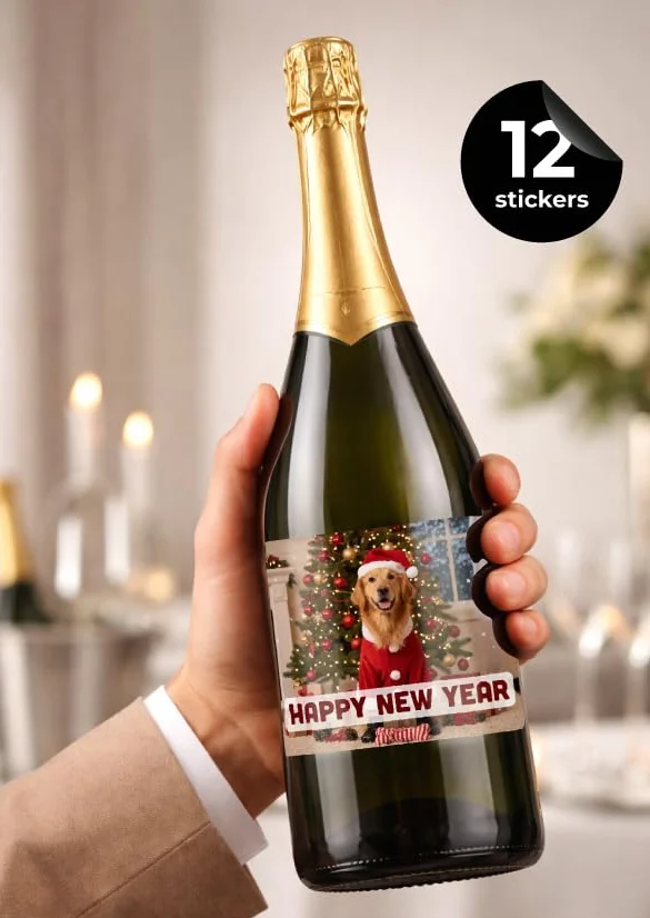 ETIKIDS Etiquetas Personalizadas para Botellas de Cava, Pegatinas para Vino y Champagne