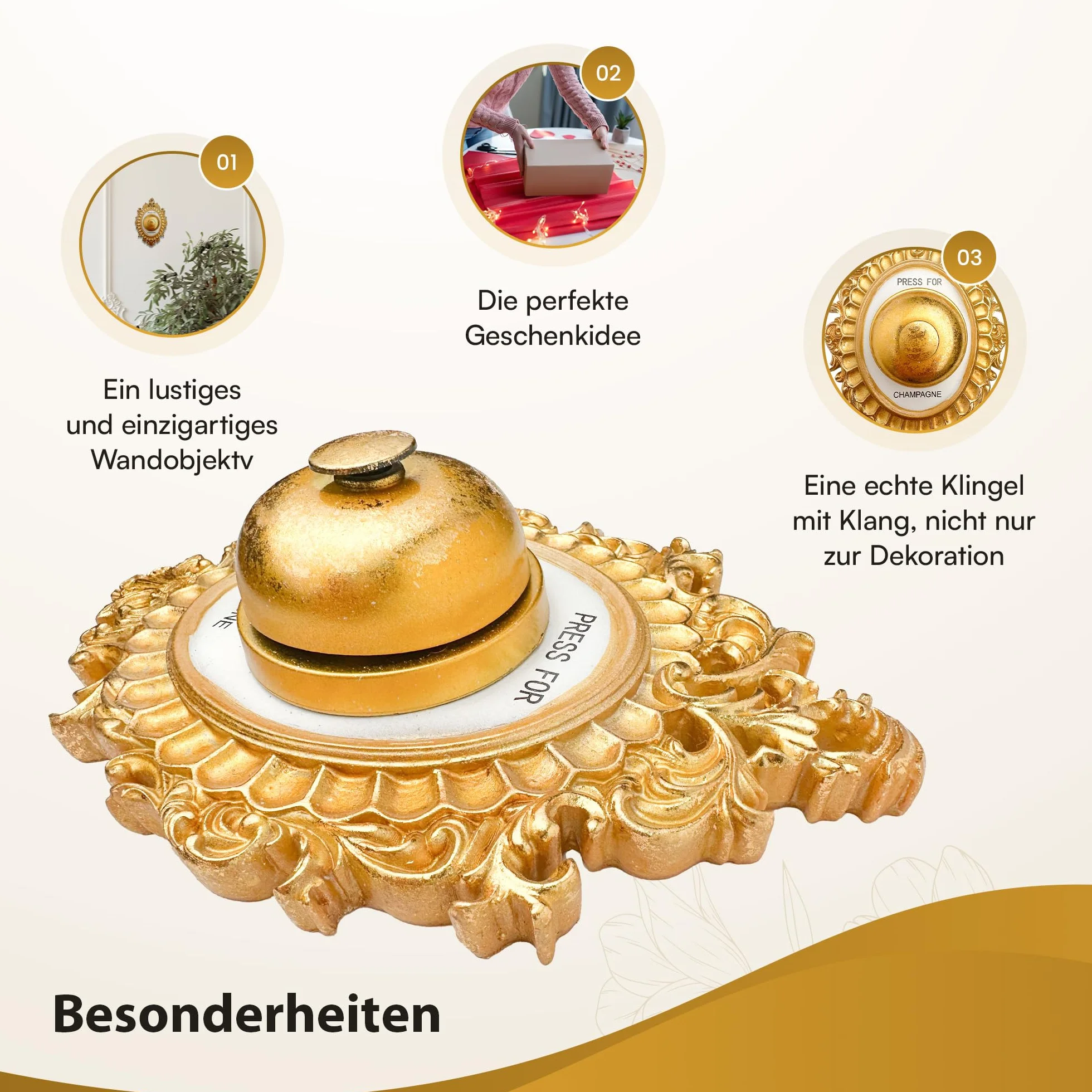 Campana de champán Efecto brillante Decoración de pared oro regalo amantes champán