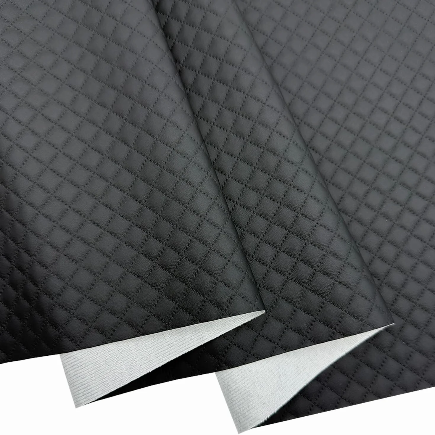 Tela de piel sintética suave de 16 x 54 pulgadas, vinilo acolchado a cuadros para motocicleta, sofá, bolsas, sillas, asientos de coche, tapicería, manualidades (negro)