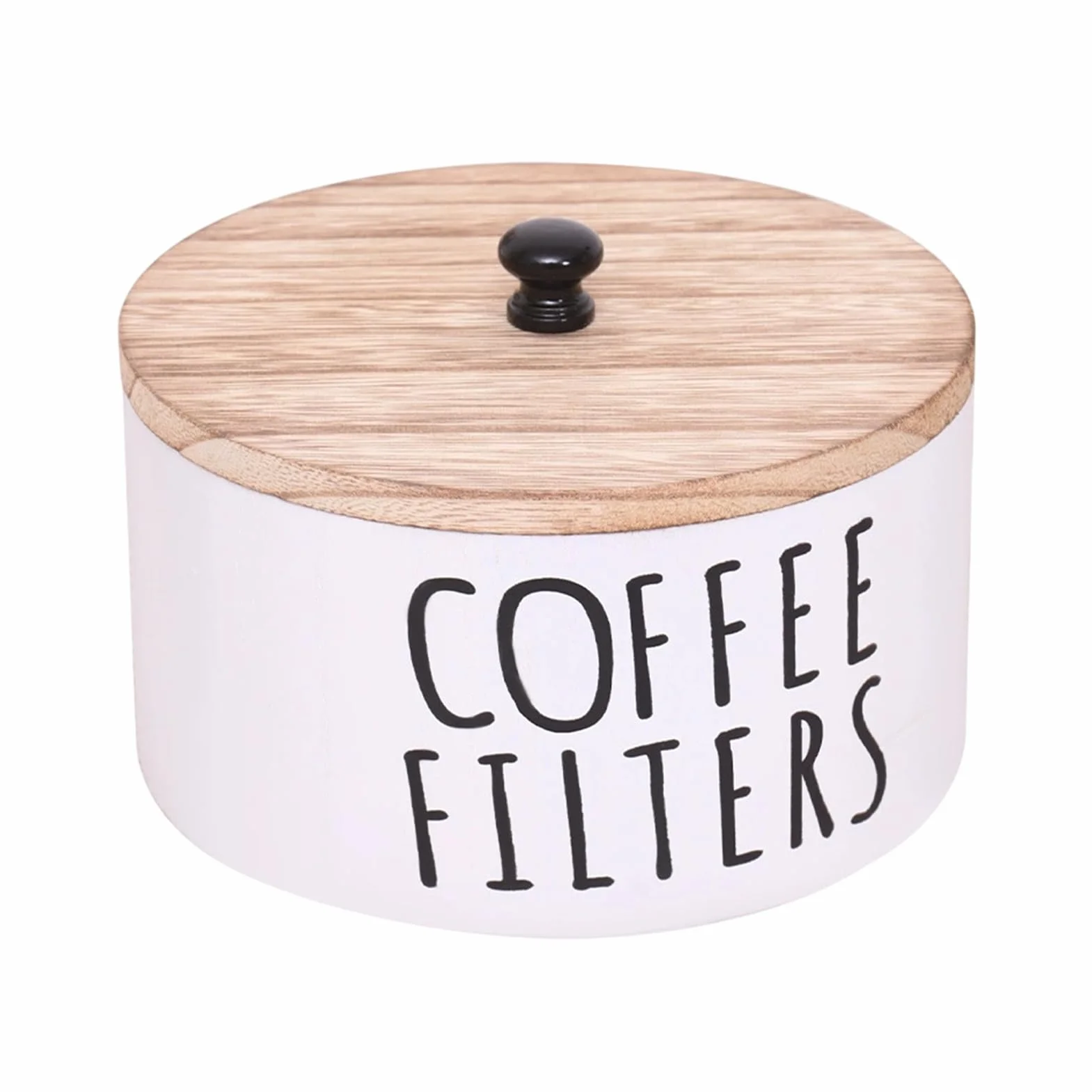 Caja de filtro de madera con tapa, dispensador filtros cesta circular