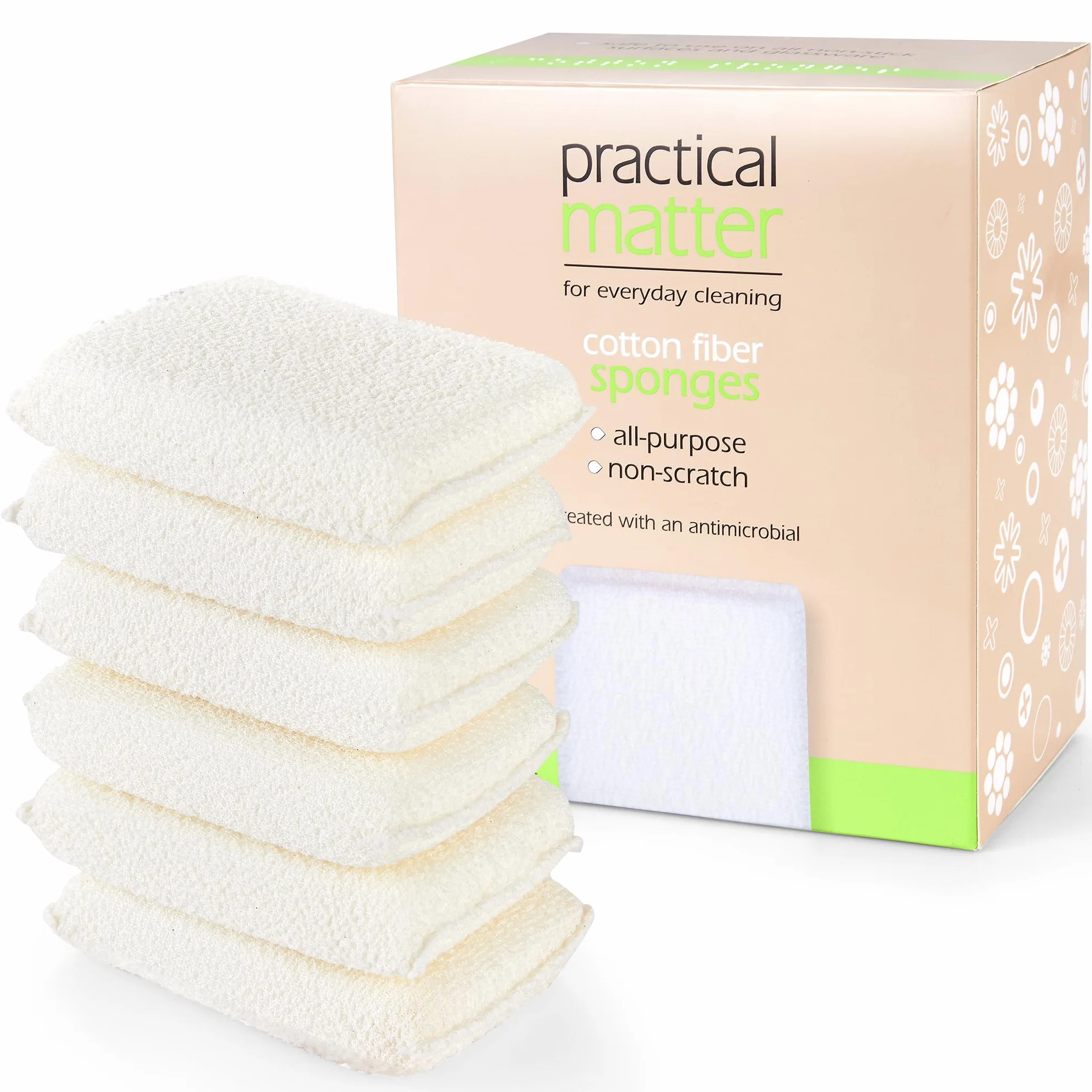 Cleanlogic Practical Matter - Esponjas de Fibra de algodón orgánico, 6 Unidades