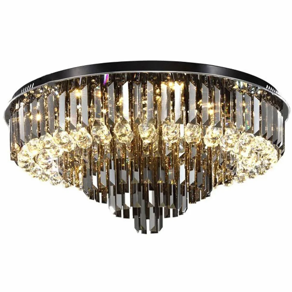 Lámpara de techo , Lámpara de araña LED moderna, color gris humo, montaje empotrado, lámpara colgante de cristal, lámpara de techo compatible con comedor, sala de estar, dormitorio(Tricolor Light,80cm