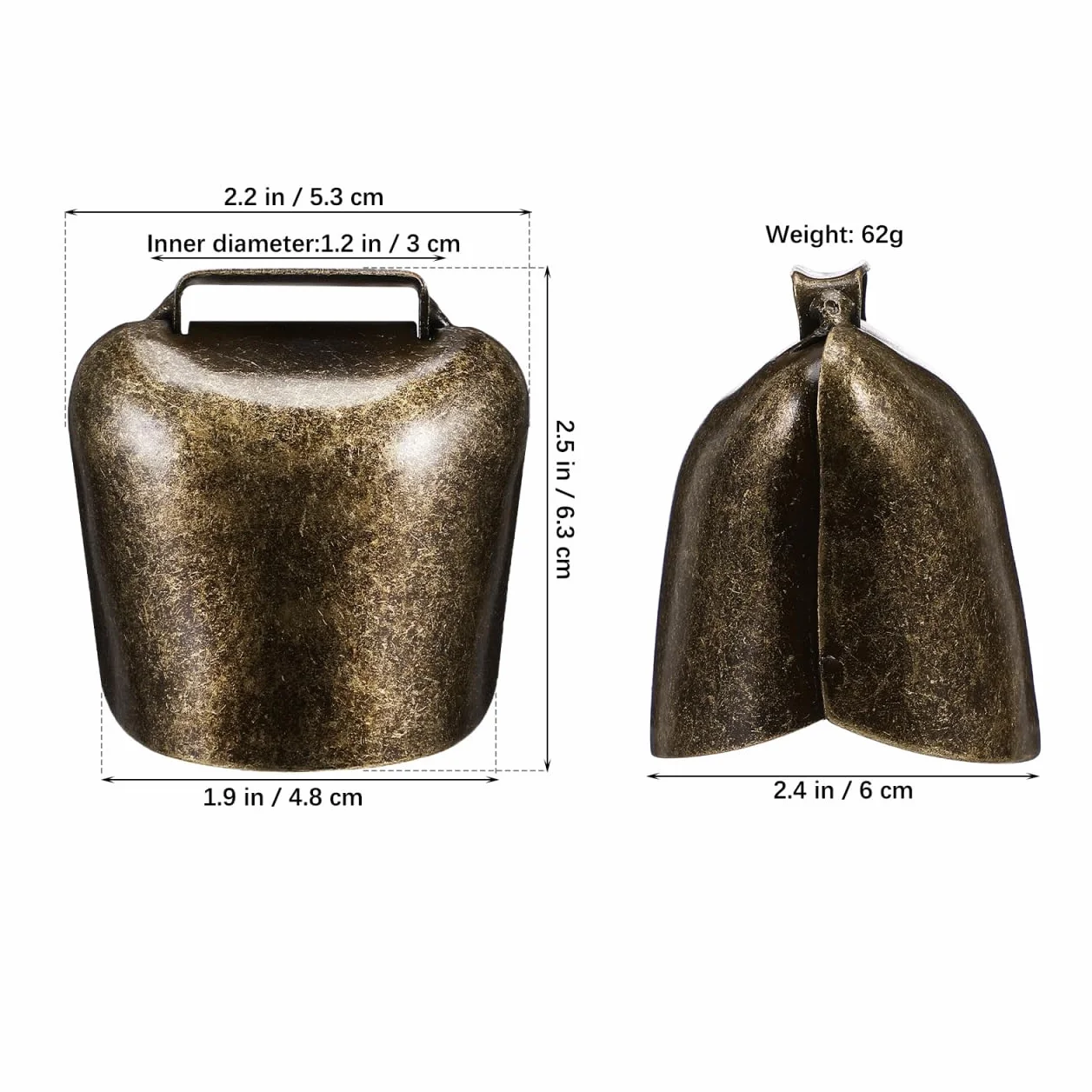EXCEART Campanas de hierro gruesas 2 piezas para oveja caballo vaca decoración alarma