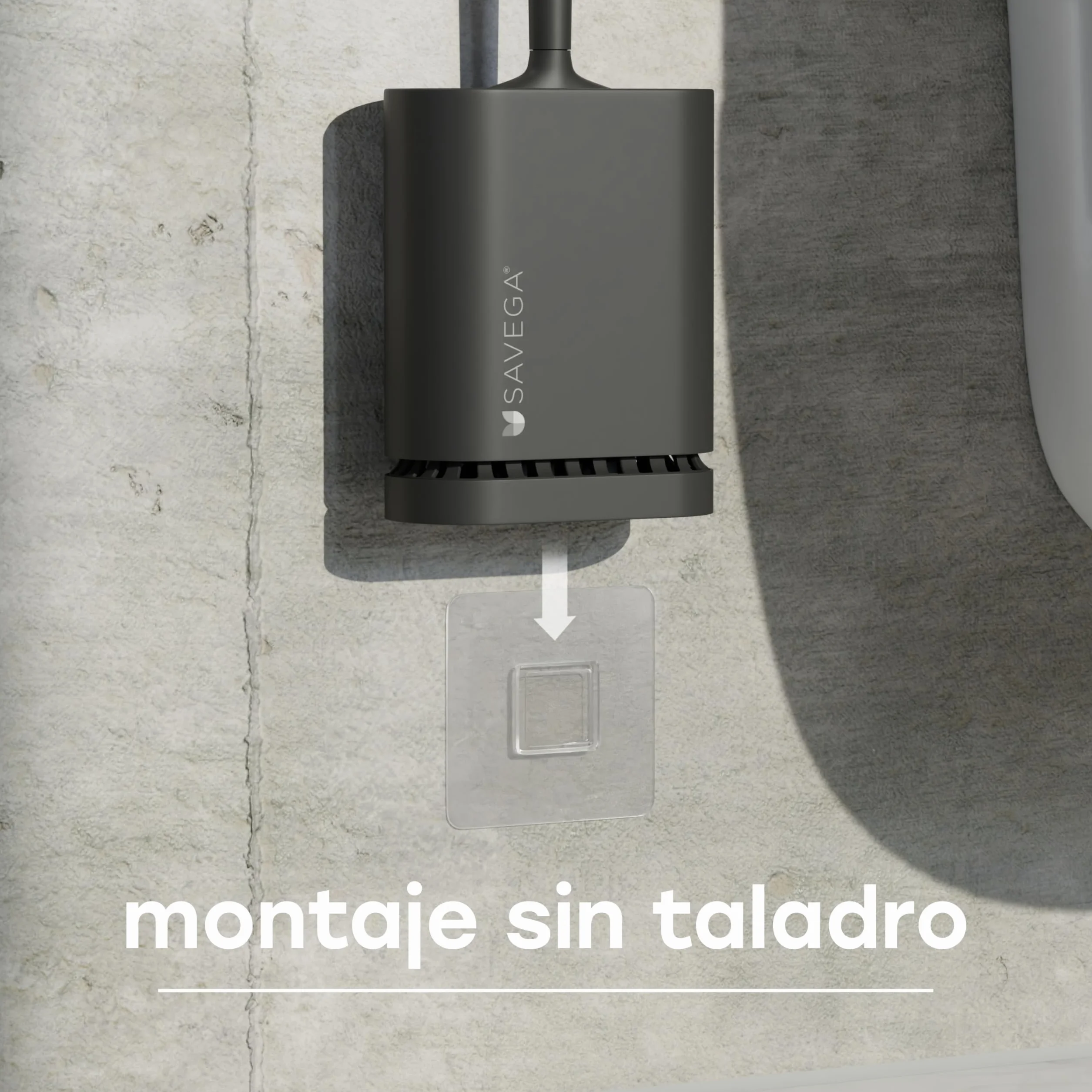 SAVEGA Escobilla Baño Silicona con Cabezal Flexible - Escobilla WC Negra con Escobillero Higiénico y Montaje sin Taladro (Negro Mate, Set de 1)