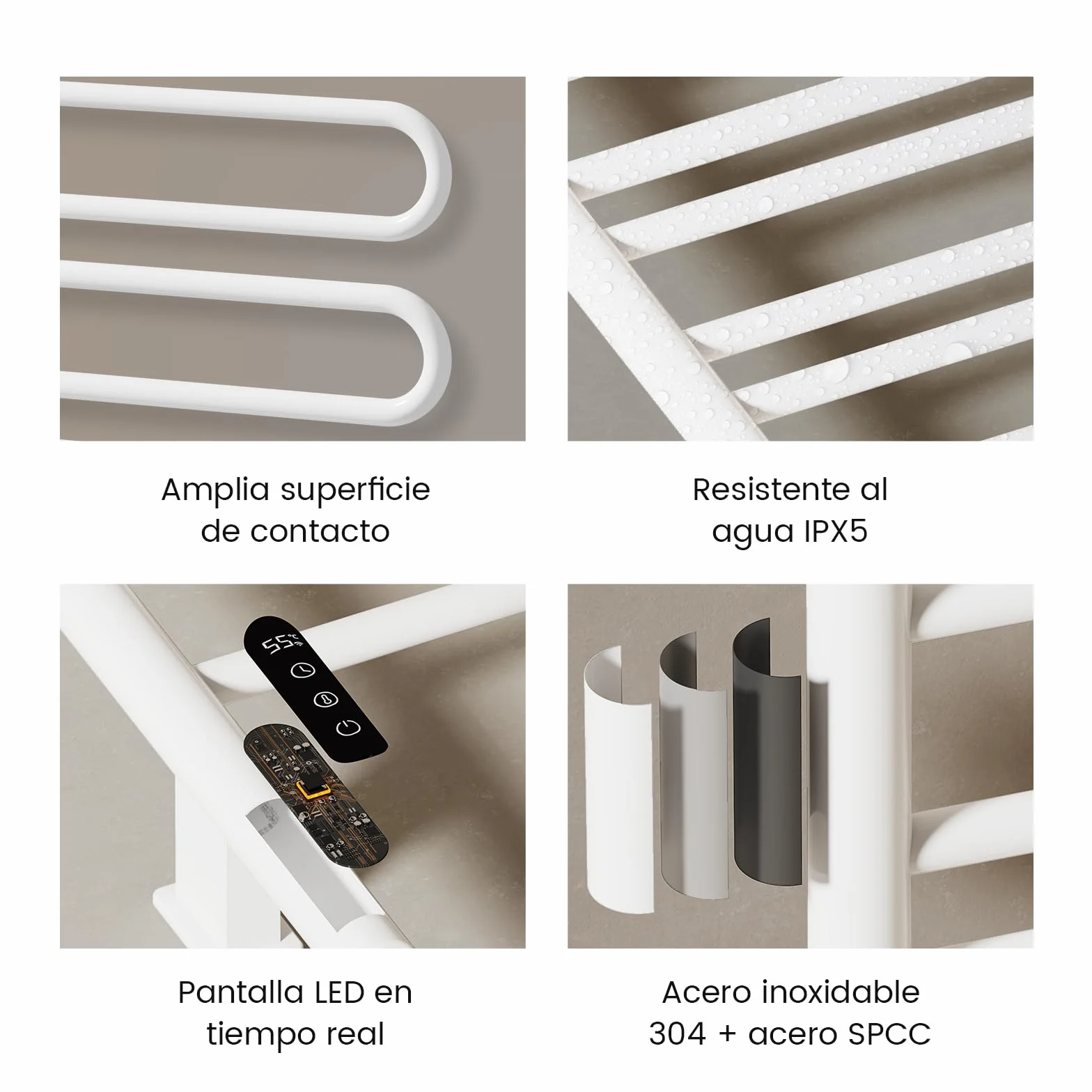 EMKE Radiador de Toallas Eléctrico 78 x 43 cm, Termostato Inteligente WiFi, Radiador Eléctrico para Baño, Calentador de Toallas Eléctrico, Blanco, 170W