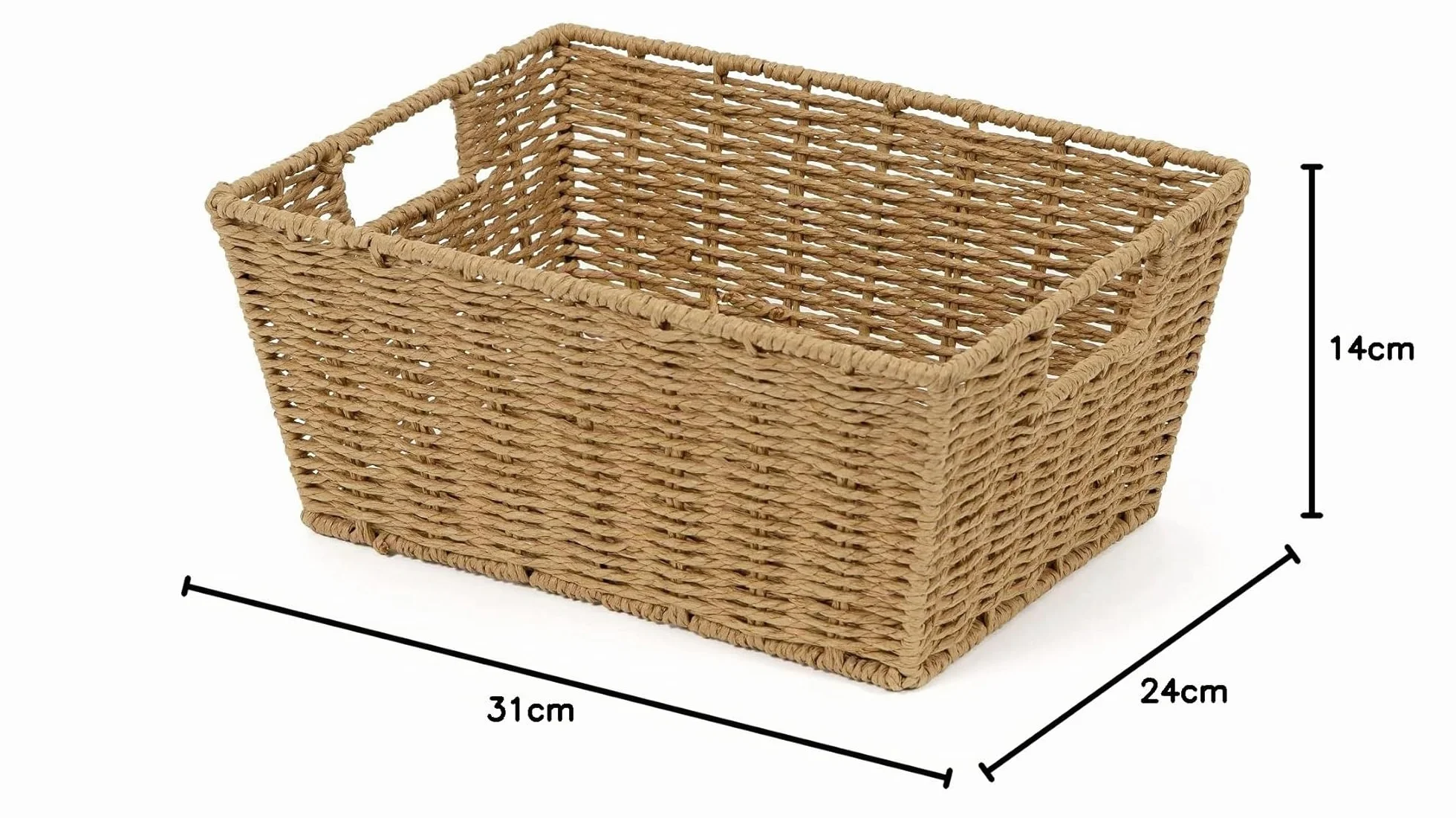 Cesta de almacenamiento de madera natural Etna Tamaño M 31 x 24 x 14 cm