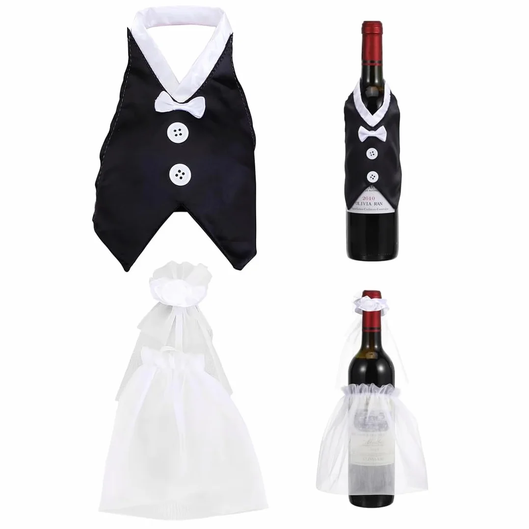 GXGM 2 piezas juego de botellas de vino decoración de boda para parejas