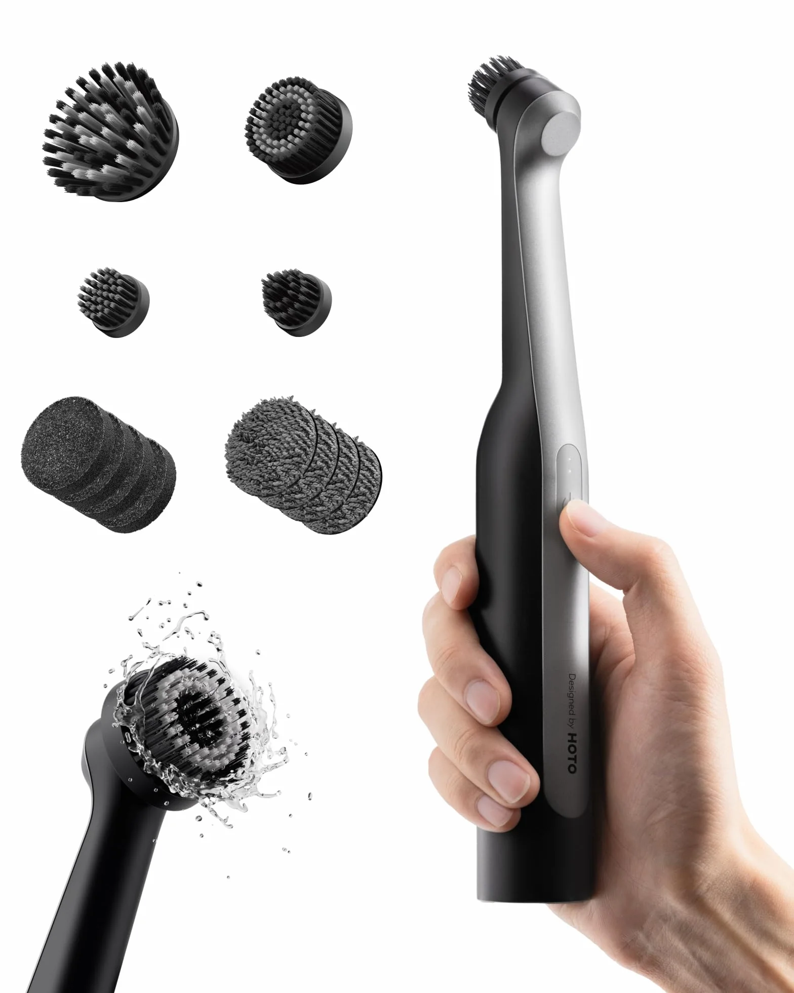 HOTO Wand™ Cepillos Limpieza Hogar Eléctrica, Cepillo para Limpiar Juntas Recargable con 12 Cabezas de Cepillos, IPX7 Impermeable Total Cepillo Juntas Limpieza para Baño, Cocina, Azulejos, Grietas