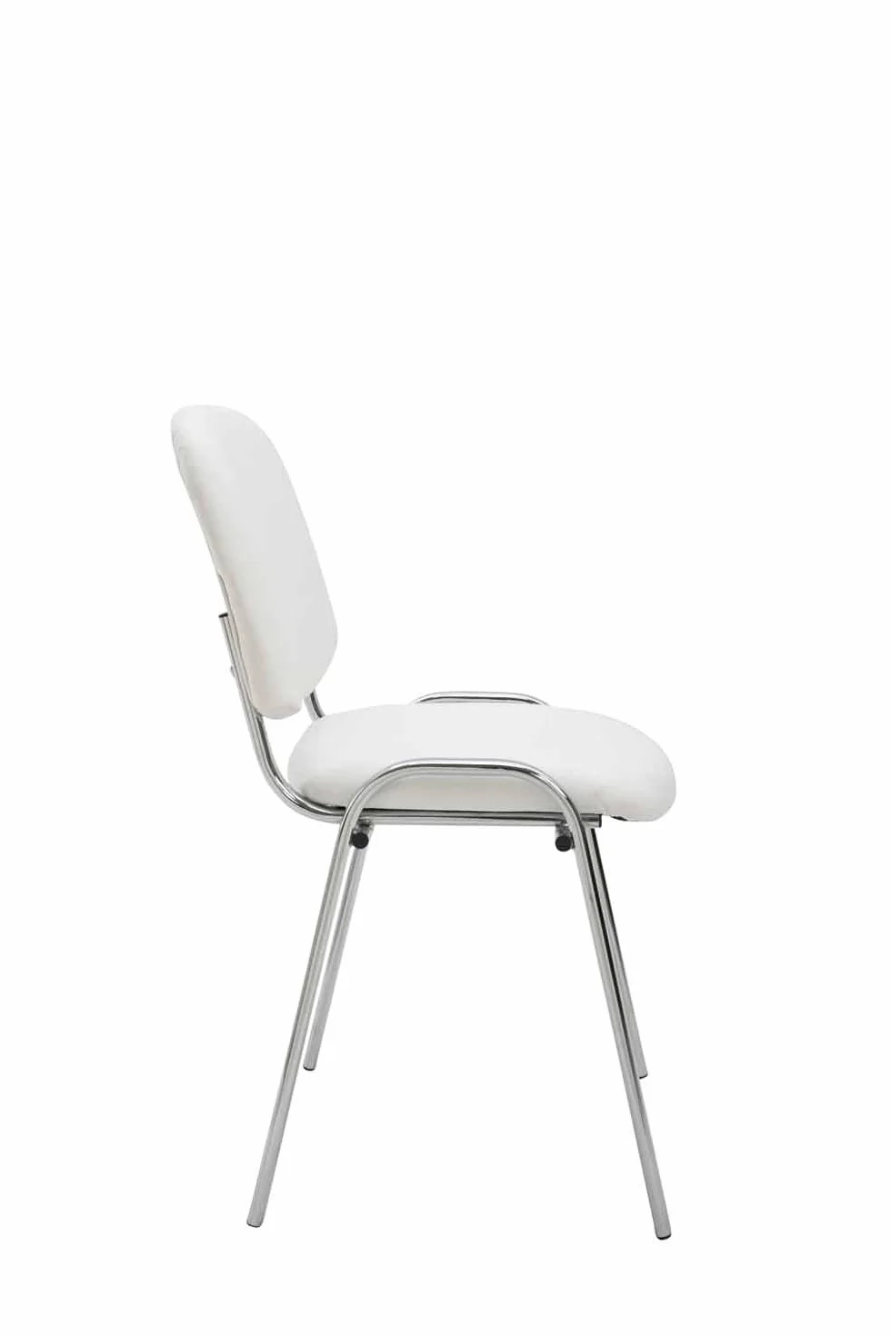 CLP Silla De Conferencia Ken Chrom En Simil Cuero I Silla Confidente Apilable I Silla De Oficina Sin Ruedas con Base de Metal I Color:, Color:Blanco