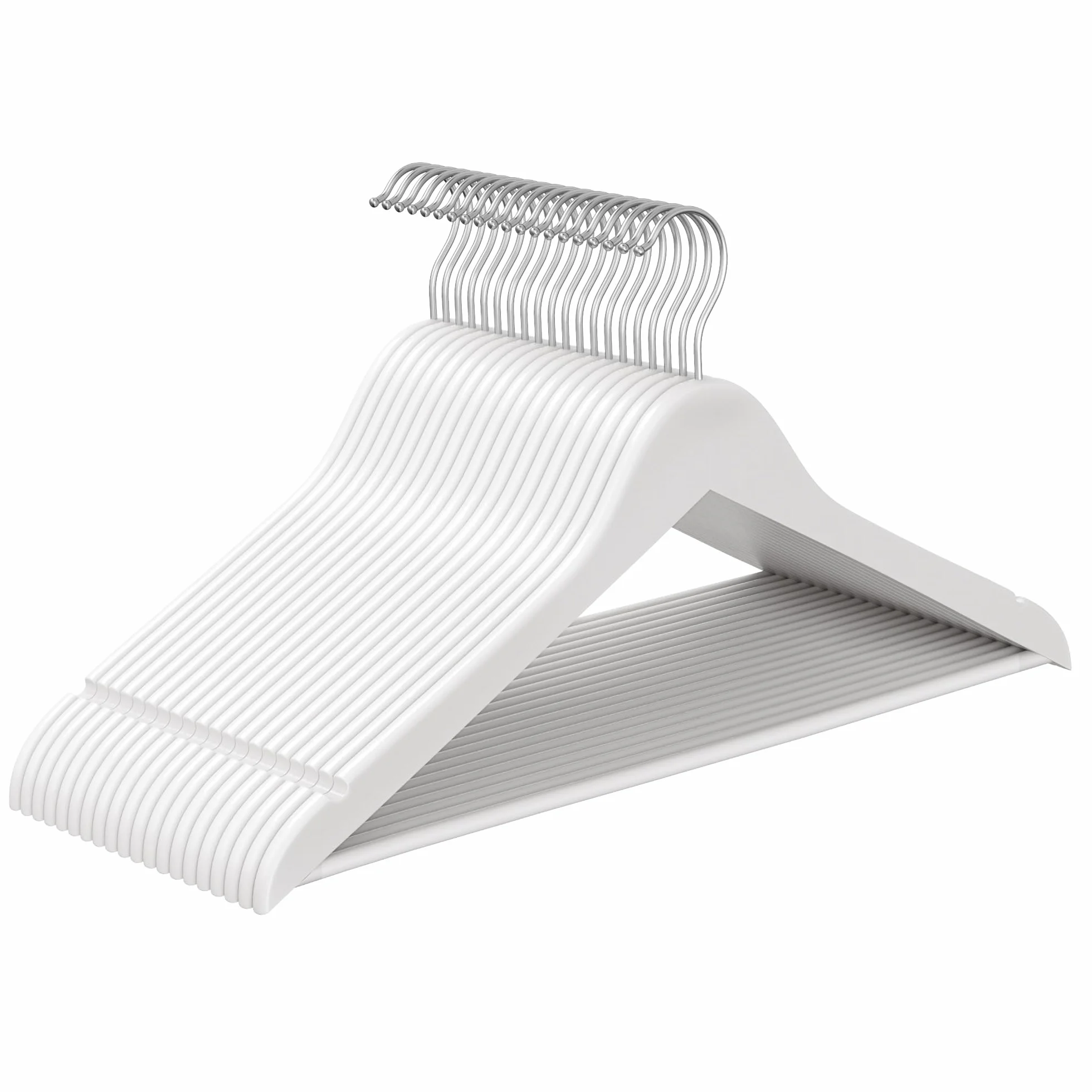 SONGMICS Percha de Madera Juego 20 Delgada Gancho Giratorio 360° Blanco Nube