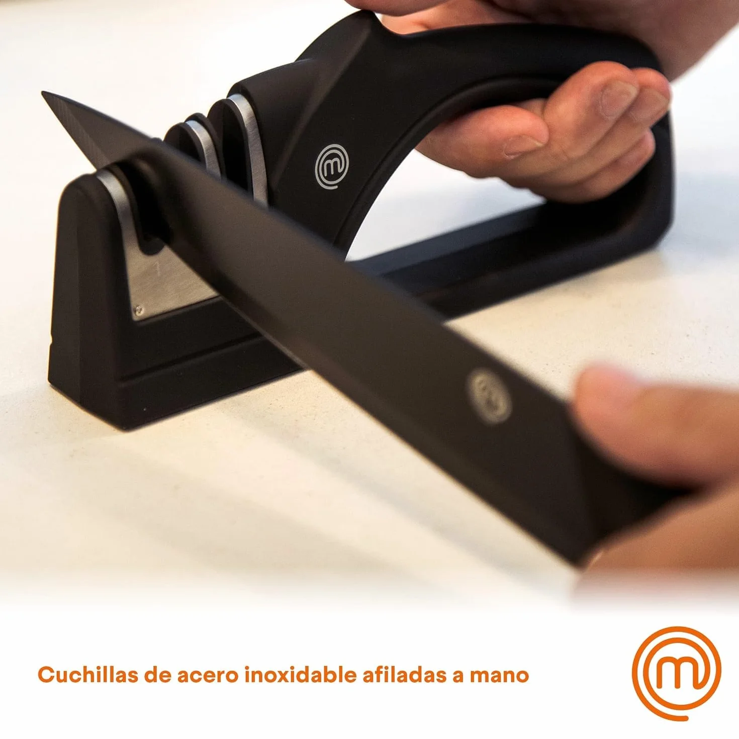 MasterChef Cuchillos Cocina Set de Chef 5 Piezas Acero Inoxidable Negro