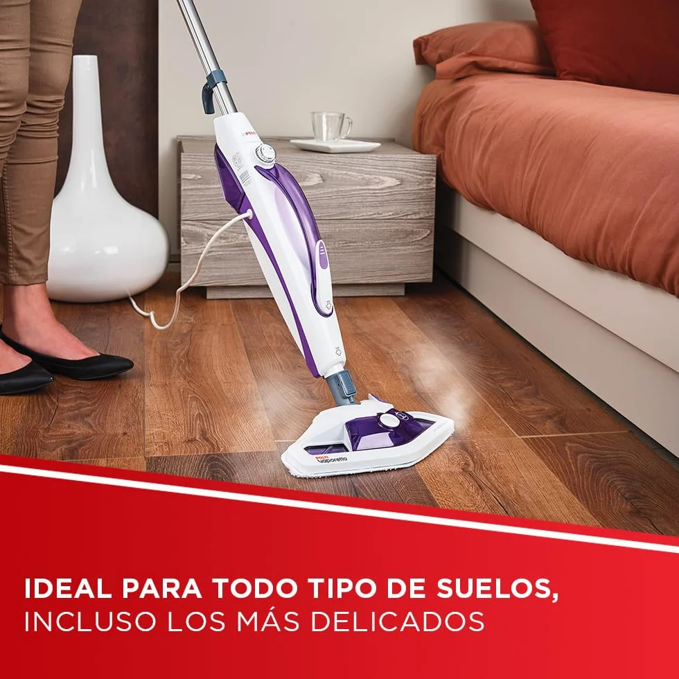 Polti Vaporetto SV440 Doble Mopa a Vapor 2 en 1 1500 W Calentamiento 15 s 11 Accesorios Blanco/Morado
