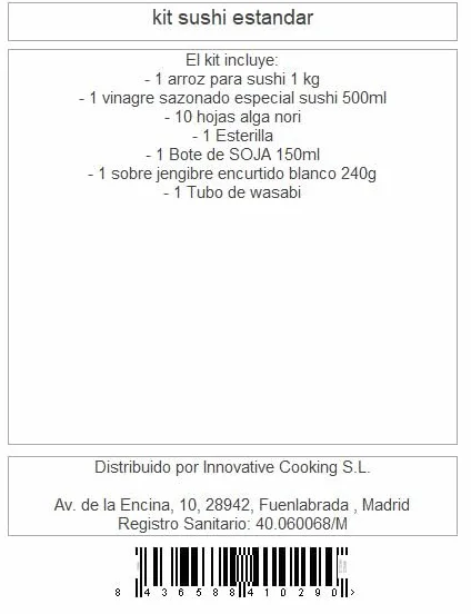 Cocinista Kit para Hacer Sushi en Casa con Arroz 1 kg, Nori, Vinagre, Soja, Jengibre, Wasabi y Esterilla de Bambú Makisu