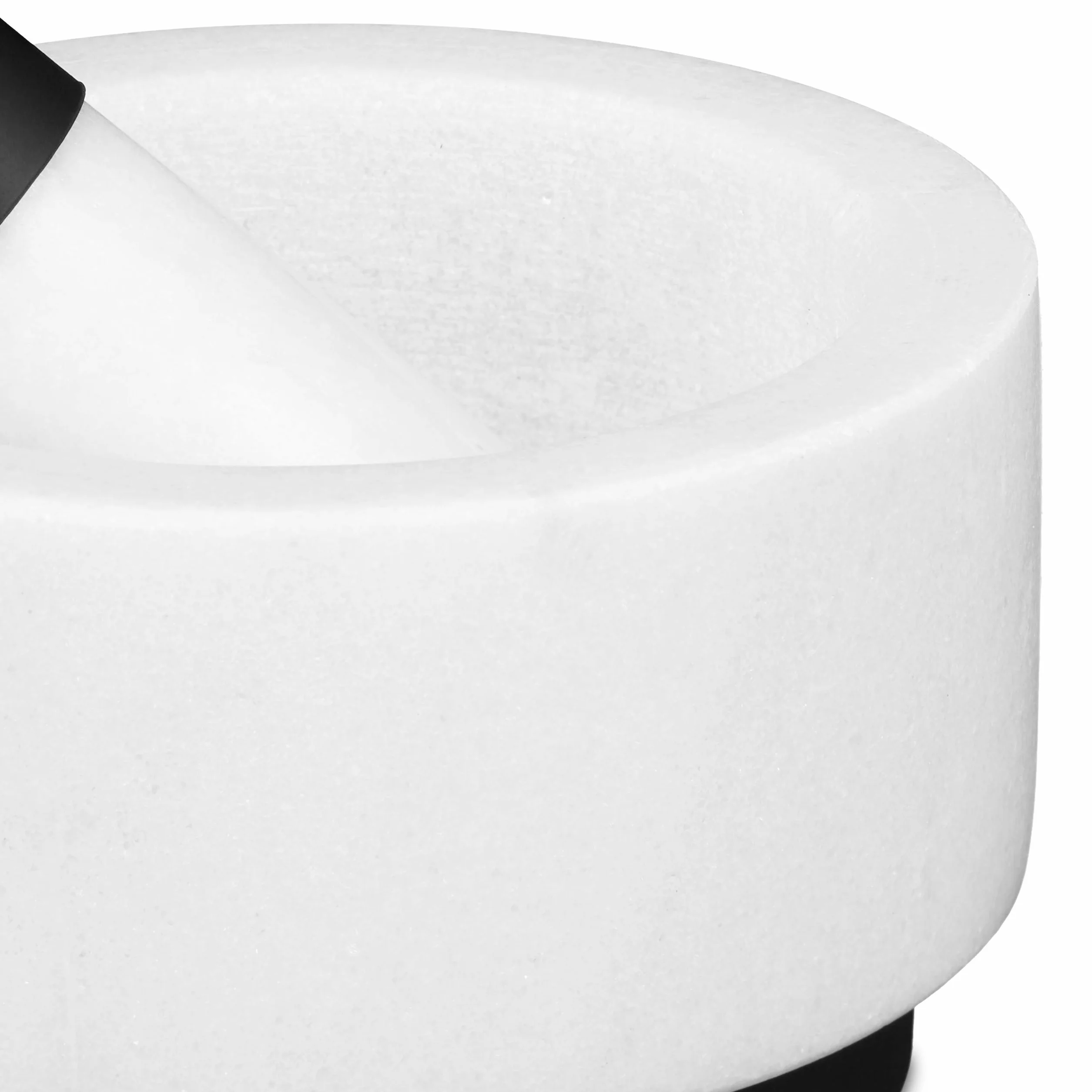 Relaxdays Mortero con Mano, Mármol, Silicona, Duradero, Macizo, Especias y Hierbas, Moledor Piedra, 14 cm Ø, Blanco