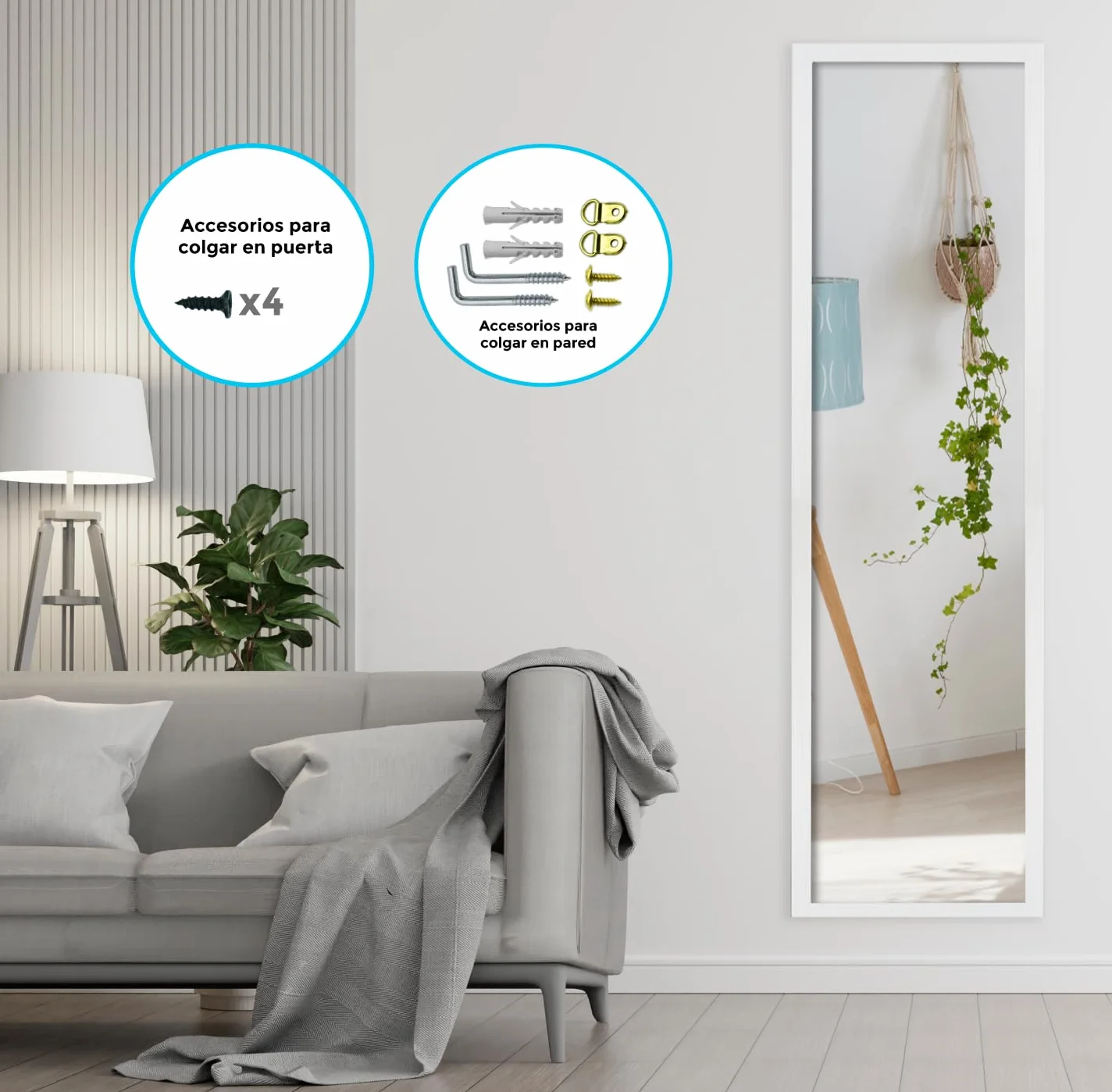 CHELY INTERMARKET MOD19300 Lustro Drzwiowe Białe 30x120cm Minimalistyczne