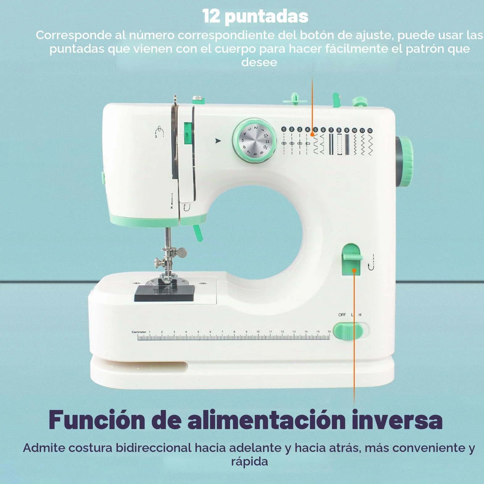 520 MáQuina De Coser PortáTil, MáQuina De Coser MultifuncióN Para Principiantes Y Profesionales, 12 Tipos De Puntadas Diferentes Con Pedal, Con Kit De Costura Para Principiantes & Hogar