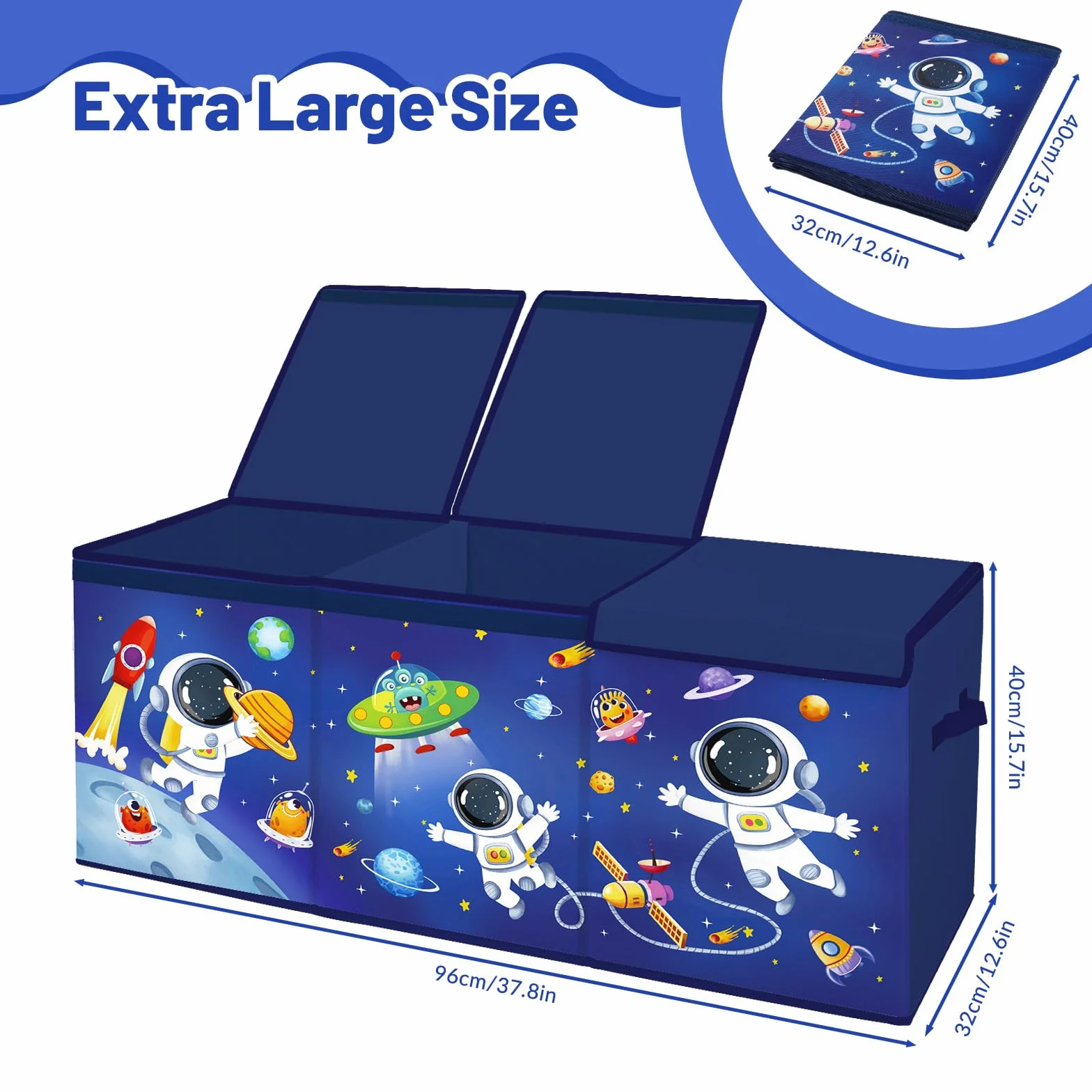 Caja de Almacenaje Juguetes,Baúl de Juguetes Infantil Plegables Grandes con Tapas y Asas para Niños Niñas, Dormitorio, Sala de Juegos, Guardería, Astronauta
