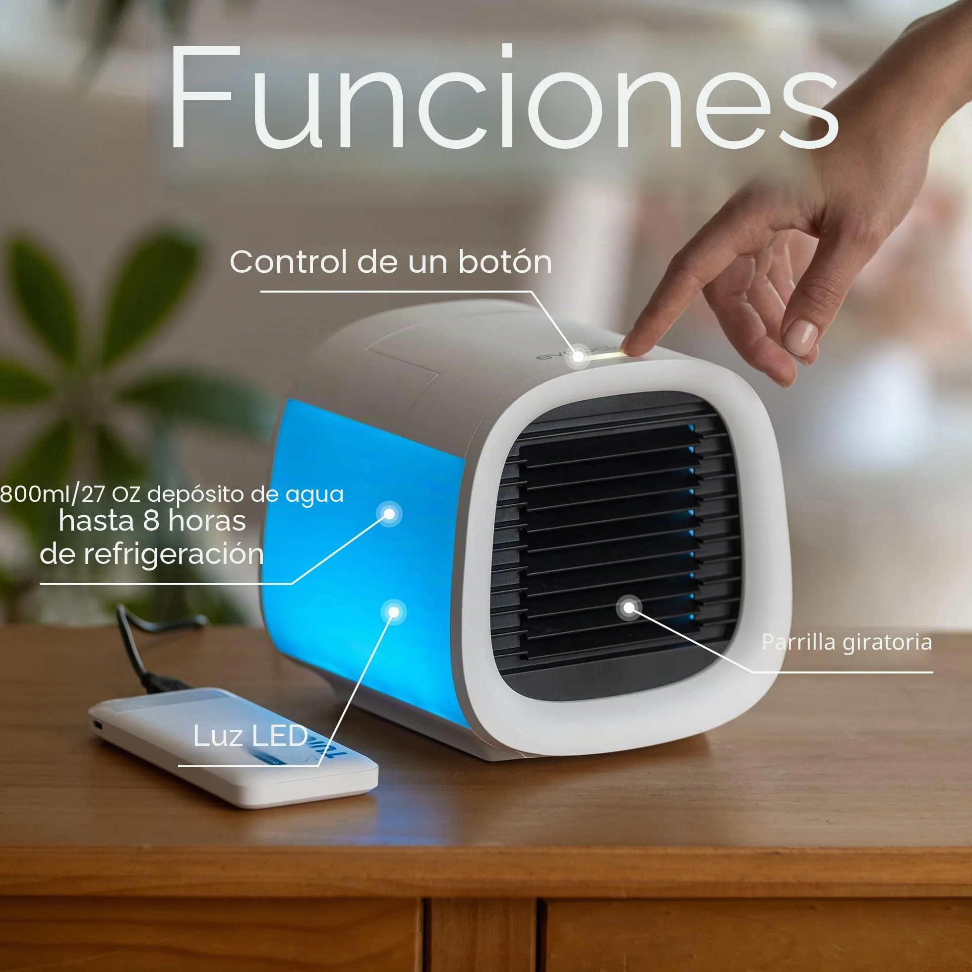 Evapolar Evachill Aire Acondicionado Portatil - Enfriador de Aire por Evaporación Personal y Humidificador - Ventilador Portatil Frio, Gris