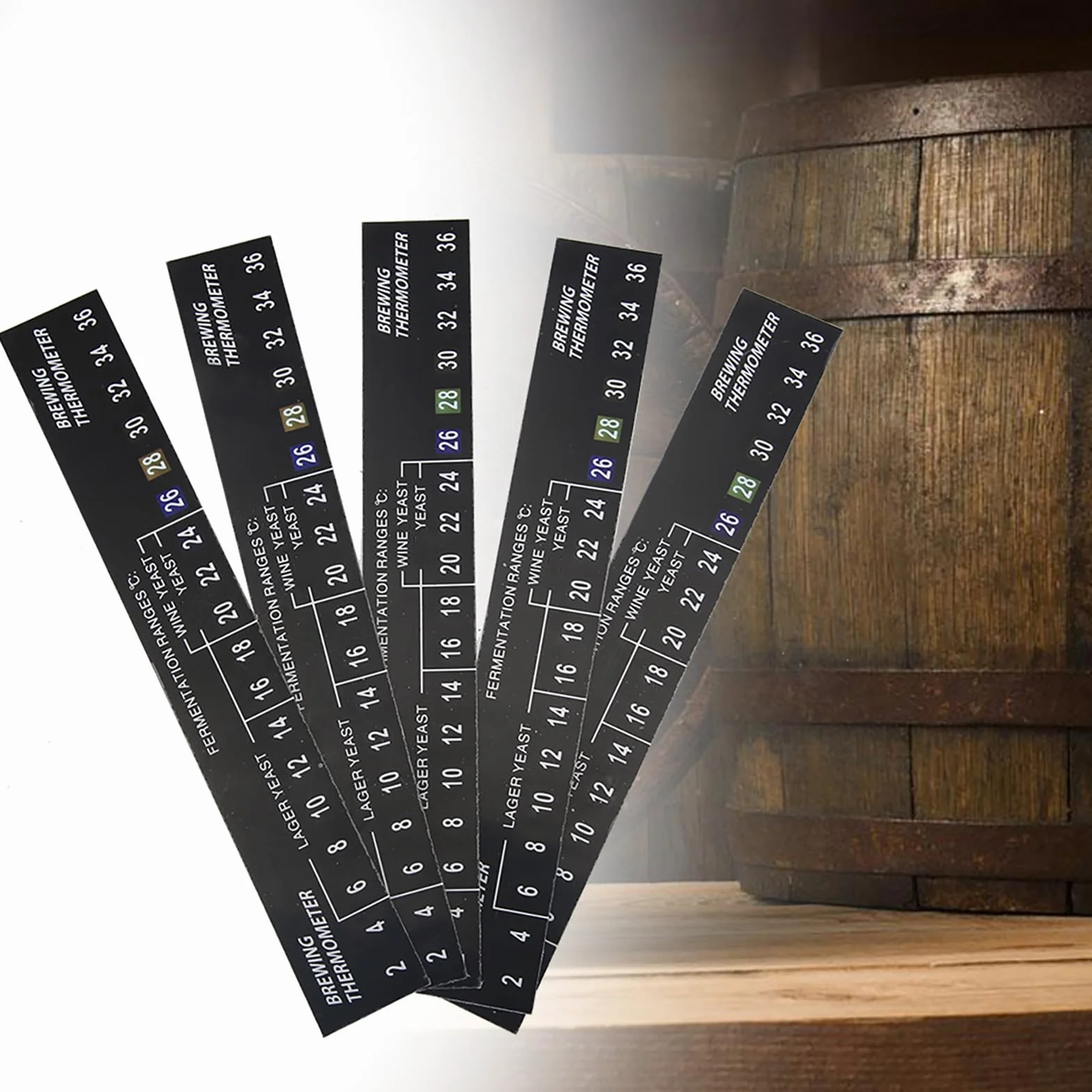Tiras de Temperatura, 5 Piezas Stick On Termómetro Tira Adhesiva LCD Termómetro Etiqueta Pantalla Digital de Temperatura para Fermentar Cerveza Vino Cerveza Kombucha