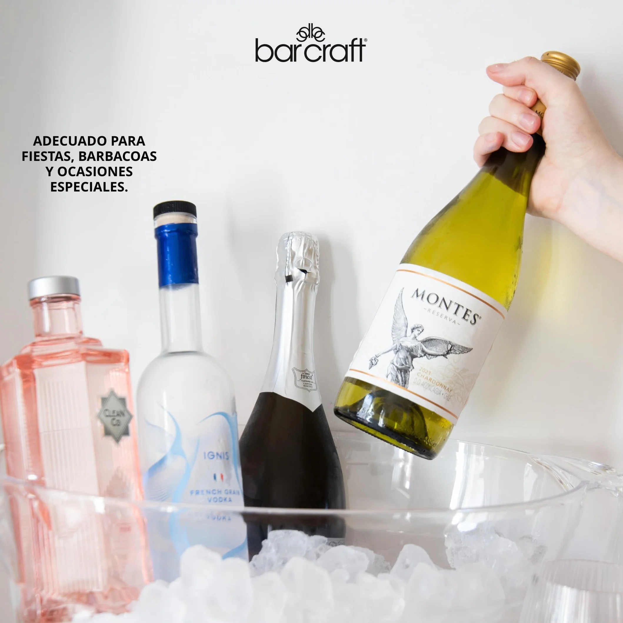 BarCraft Cubo Enfriador de Bebidas Ovalado Grande Acrílico Transparente 10 Litros